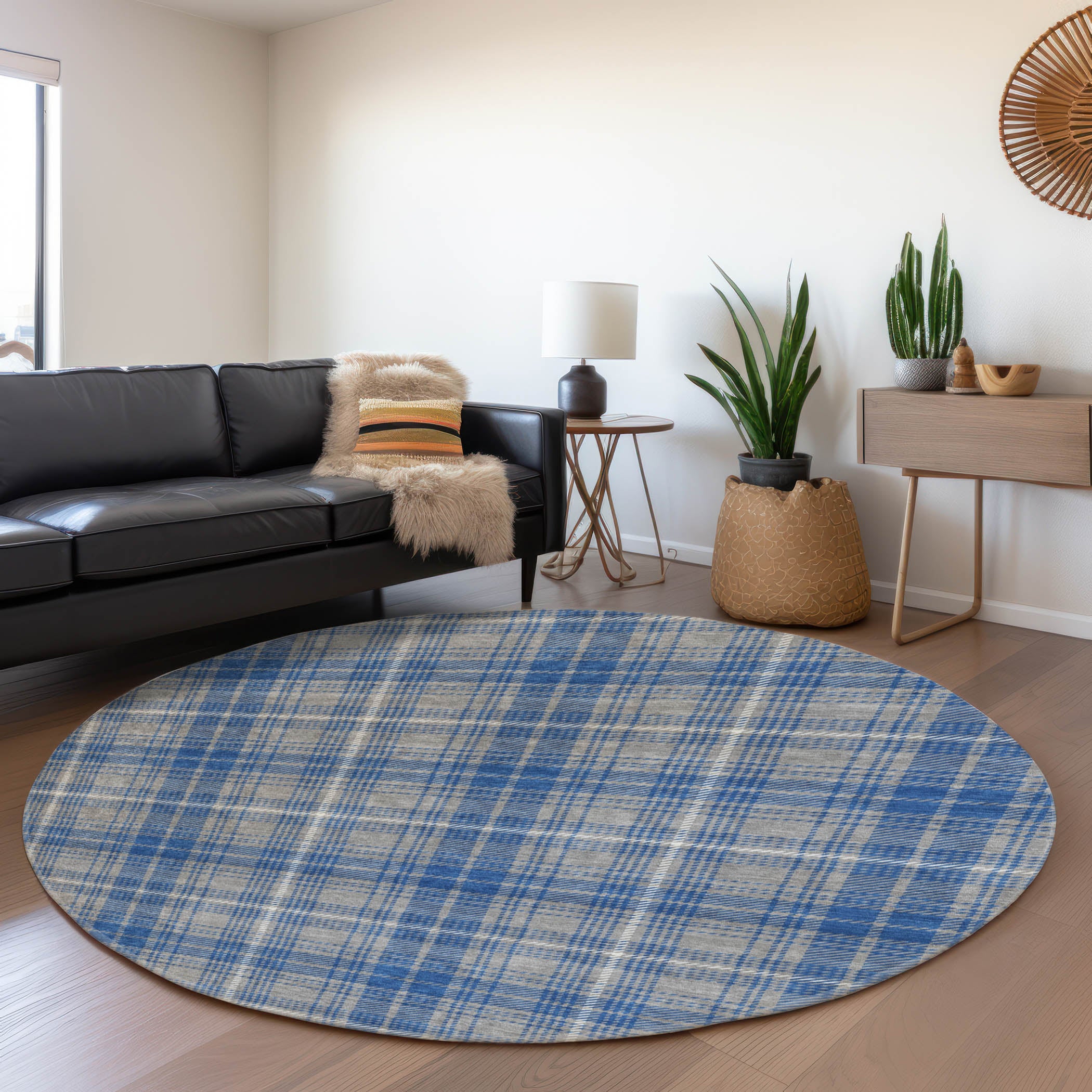 Budapest Machine Washable Transitional Gray Rug 8' x 8' #shape_Round