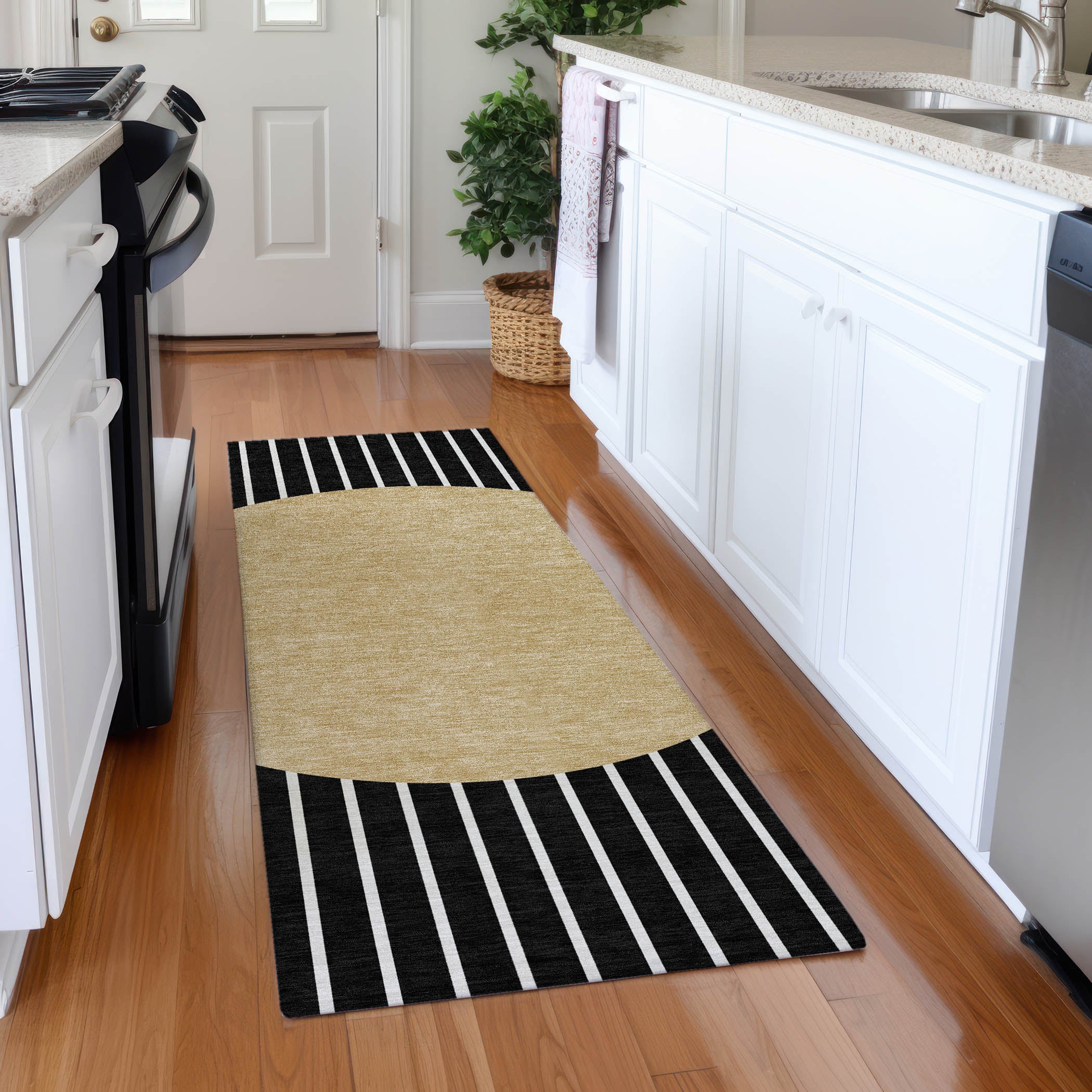 Sintra Machine Washable Transitional Black Rug 2'3" x 7'6" #shape_Runner
