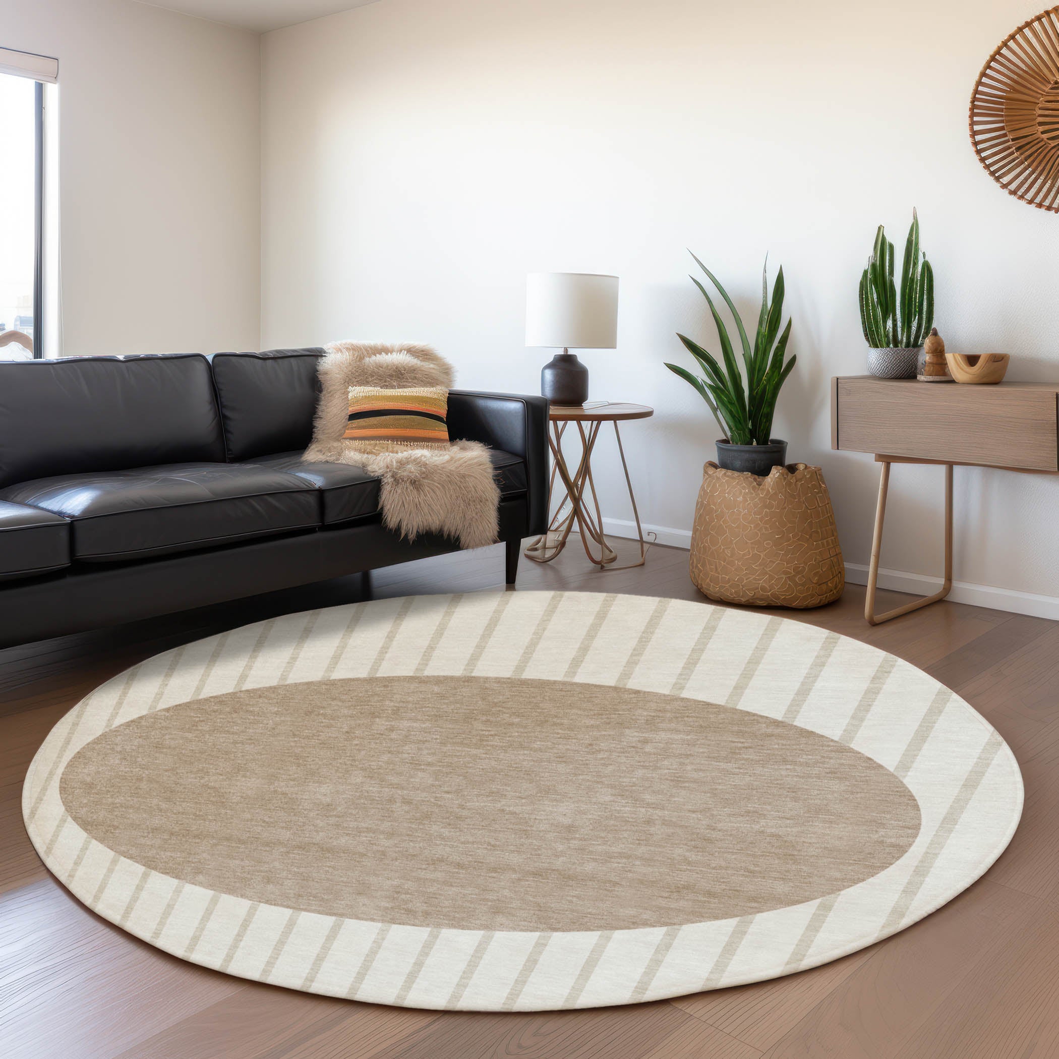 Sintra Machine Washable Transitional Ivory Rug 8' x 8' #shape_Round