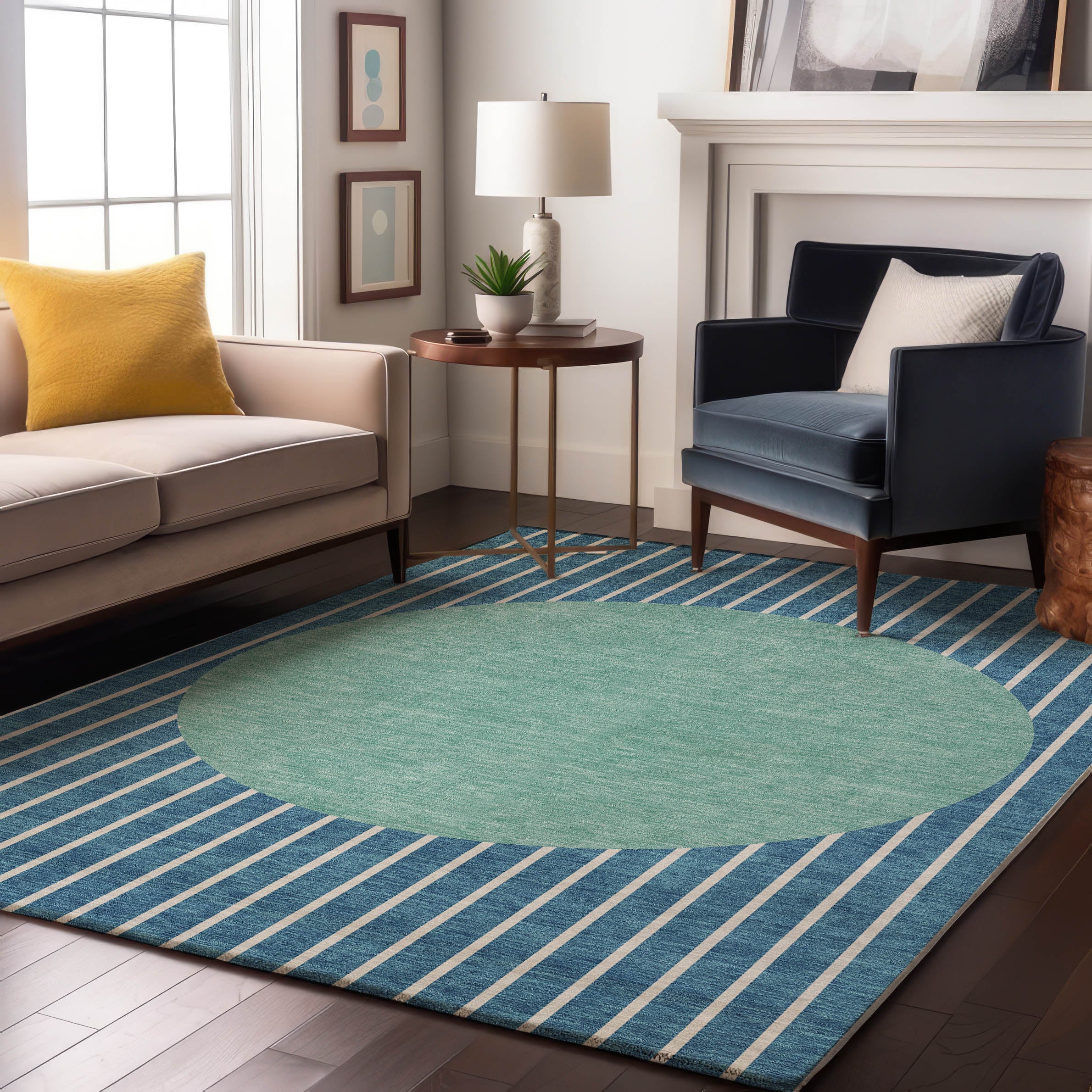 Sintra Machine Washable Transitional Teal Rug 2'6" x 3'10" #shape_Rectangle