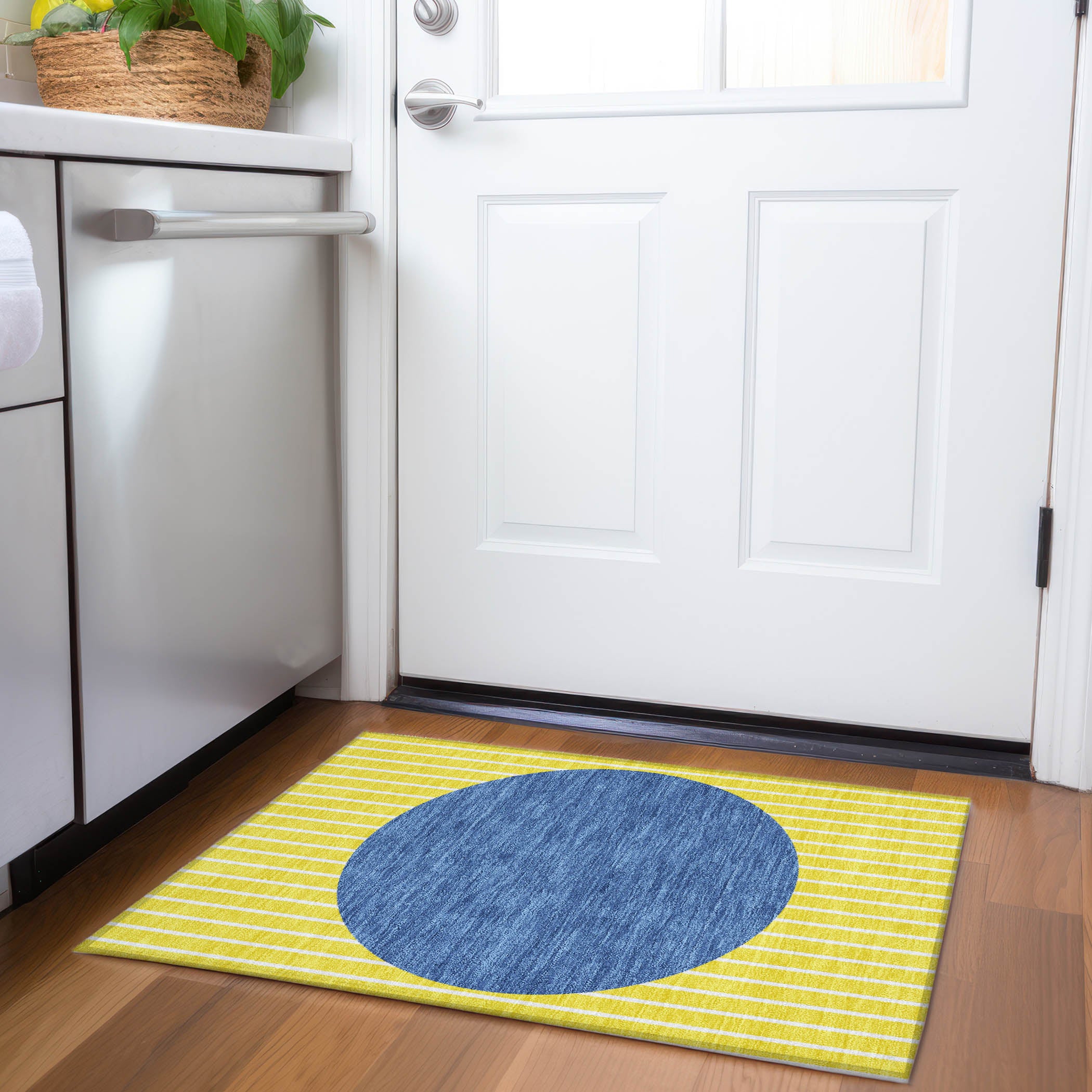 Sintra Machine Washable Transitional Yellow Gold Rug 1'8" x 2'6" #shape_Rectangle