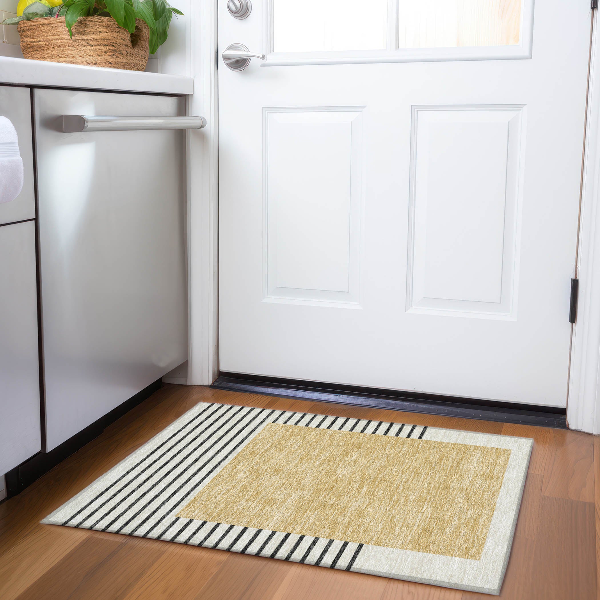 Baku Machine Washable Transitional Gold Rug 1'8" x 2'6" #shape_Rectangle