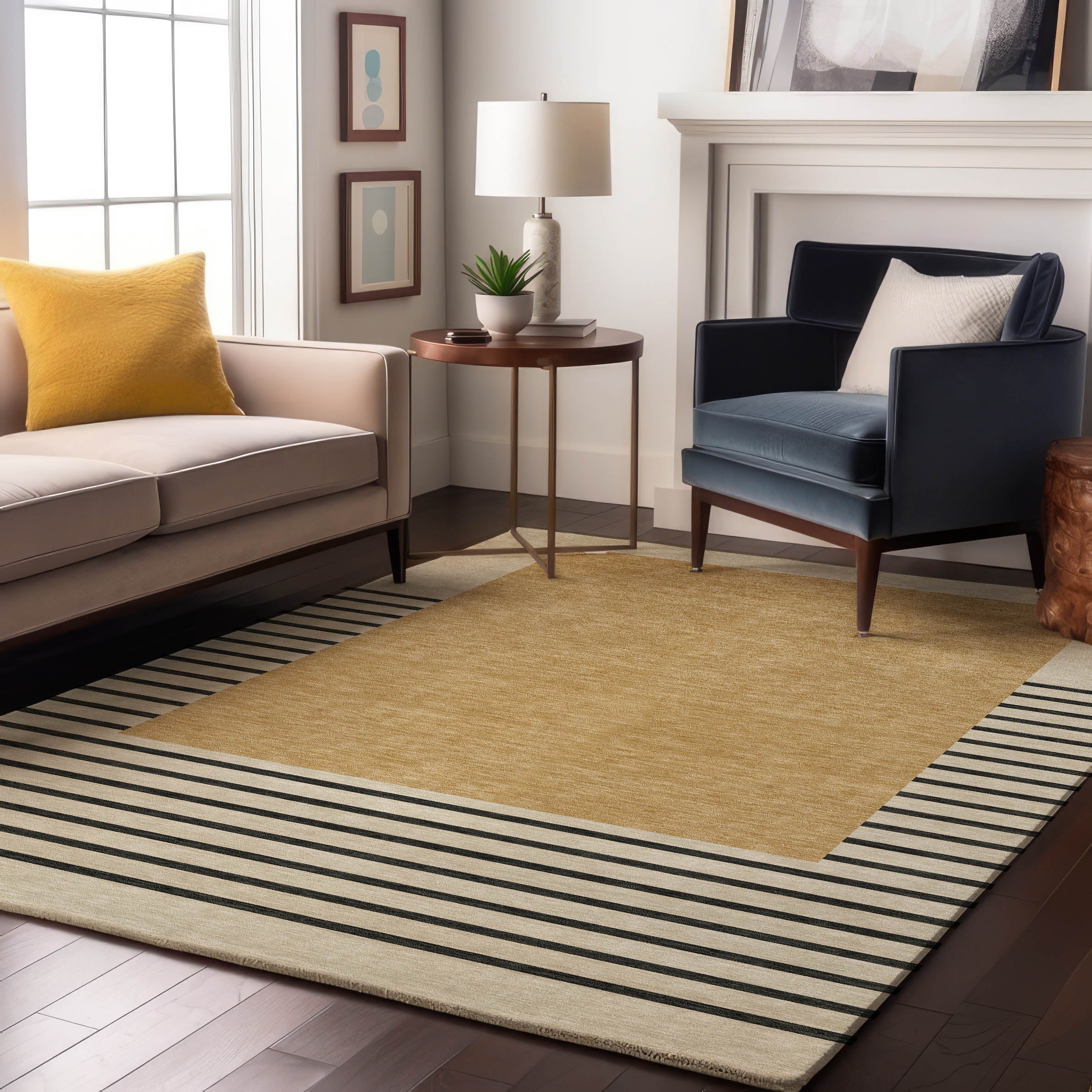 Baku Machine Washable Transitional Gold Rug 2'6" x 3'10" #shape_Rectangle