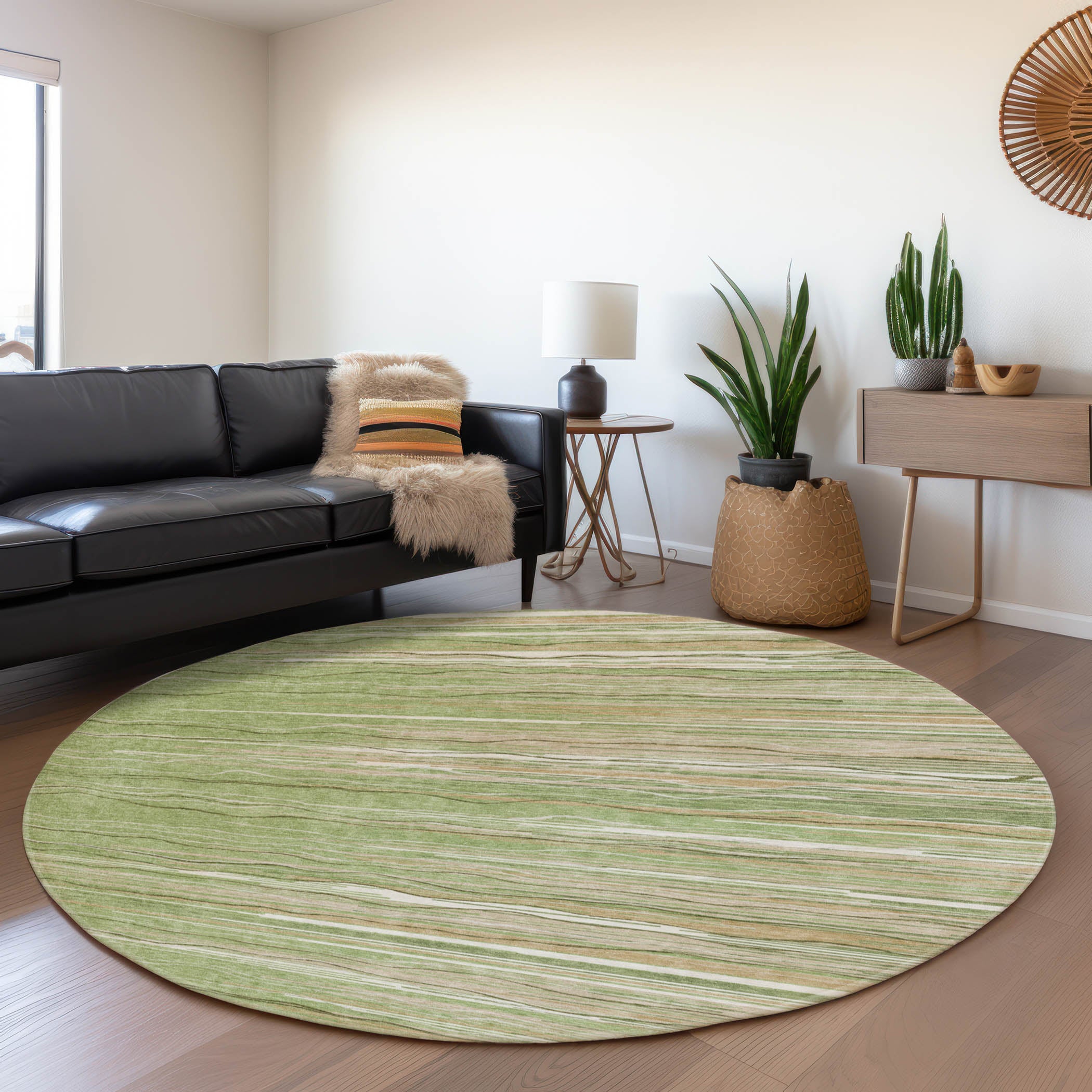 Jaipur Machine Washable Transitional Green Rug 8' x 8' #shape_Round