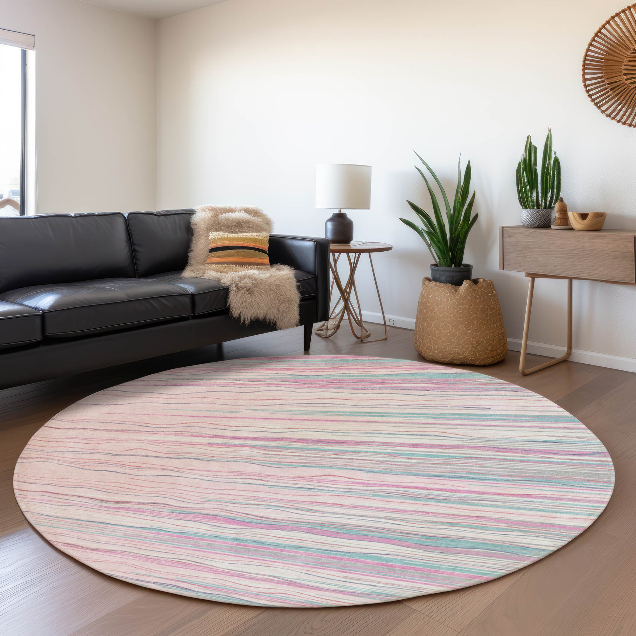 Jaipur Machine Washable Transitional Pink Rug 8' x 8' #shape_Round