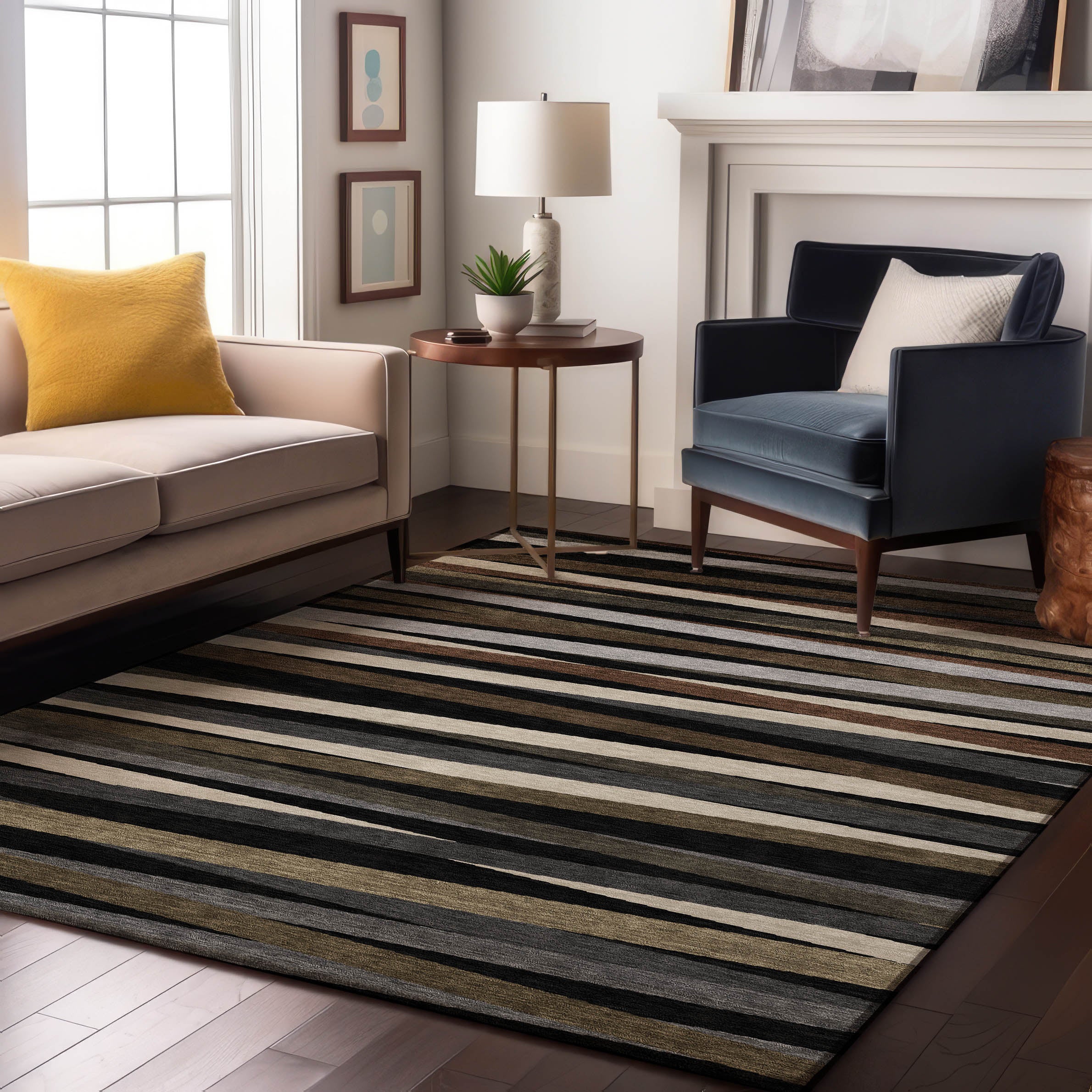 Tallinn Machine Washable Transitional Black Rug 2'6" x 3'10" #shape_Rectangle