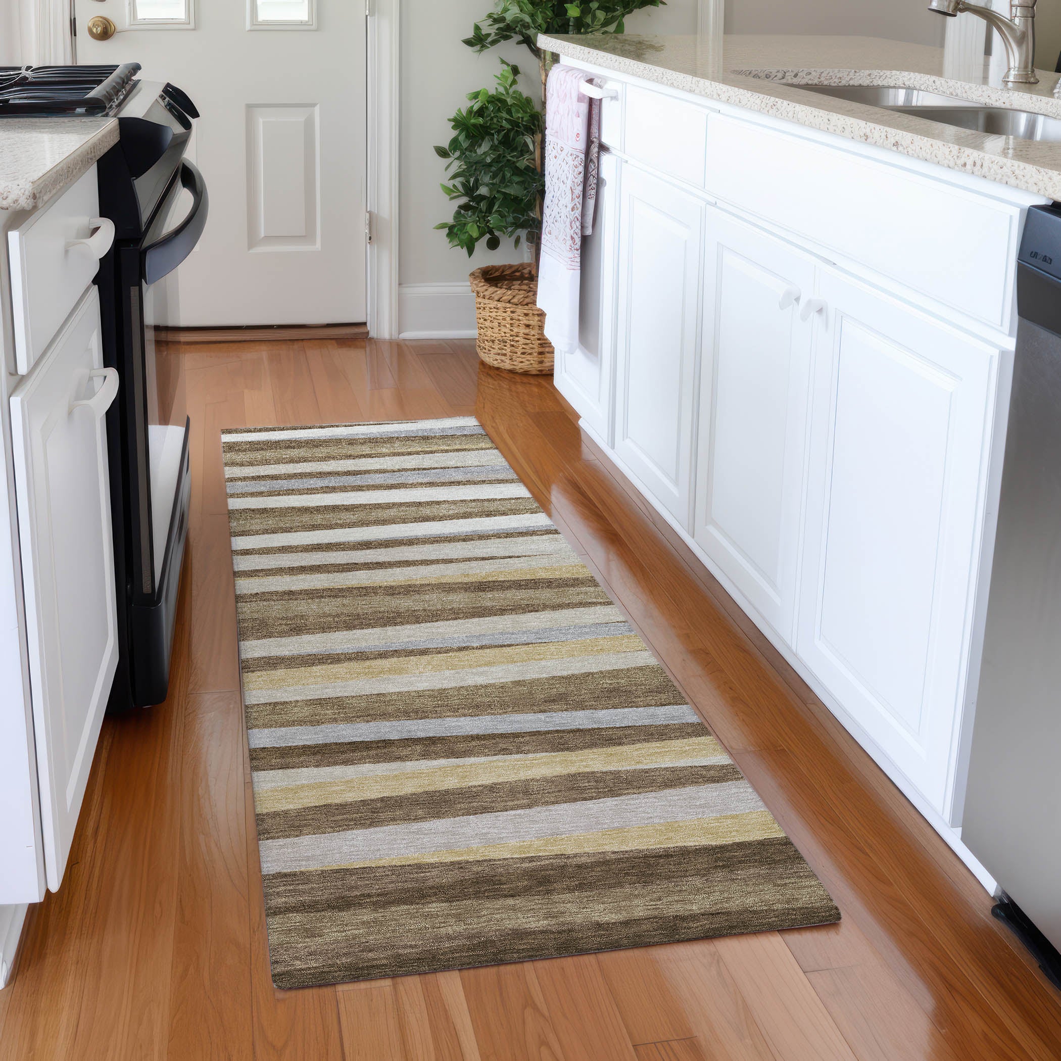 Tallinn Machine Washable Transitional Brown Rug 2'3" x 7'6" #shape_Runner