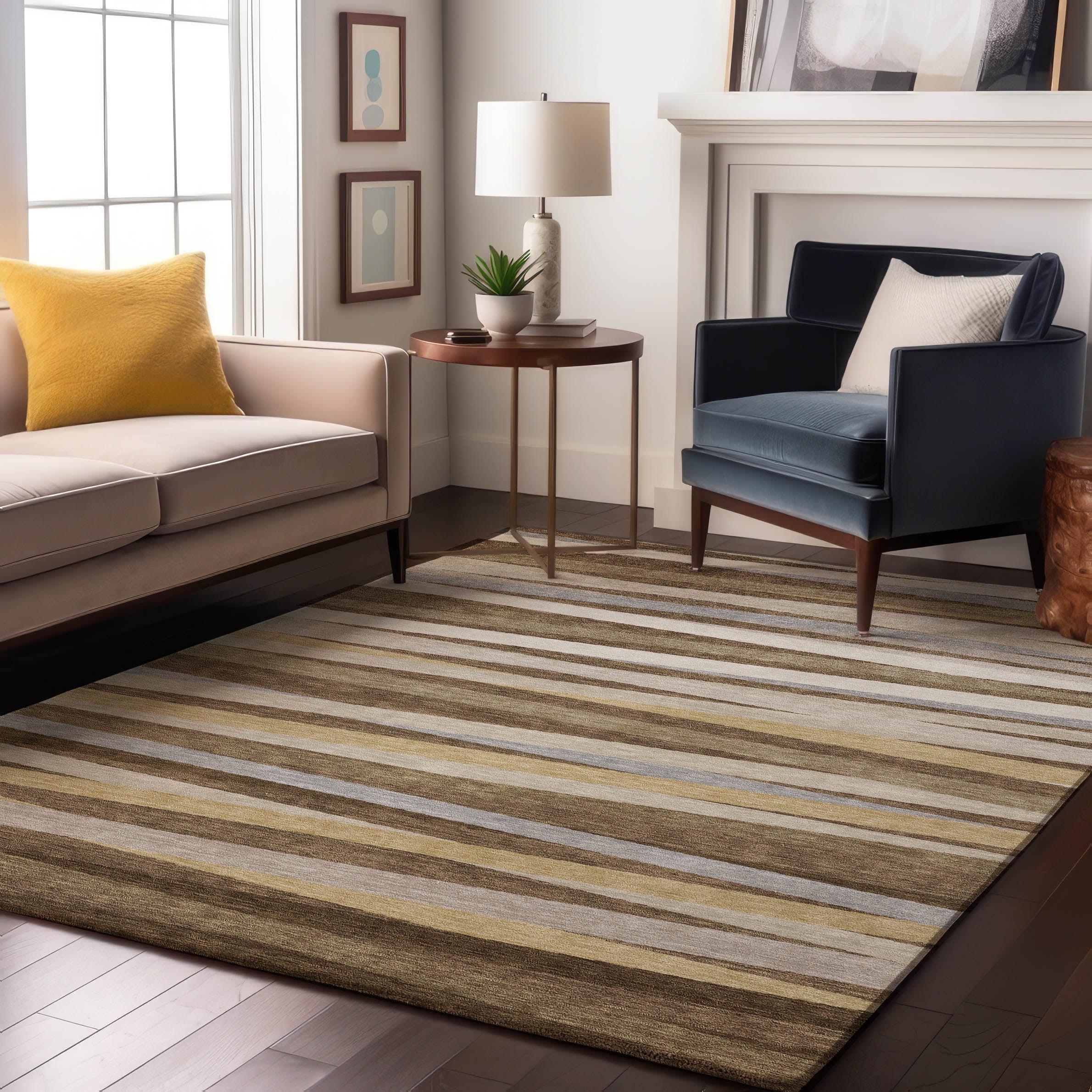 Tallinn Machine Washable Transitional Brown Rug 2'6" x 3'10" #shape_Rectangle