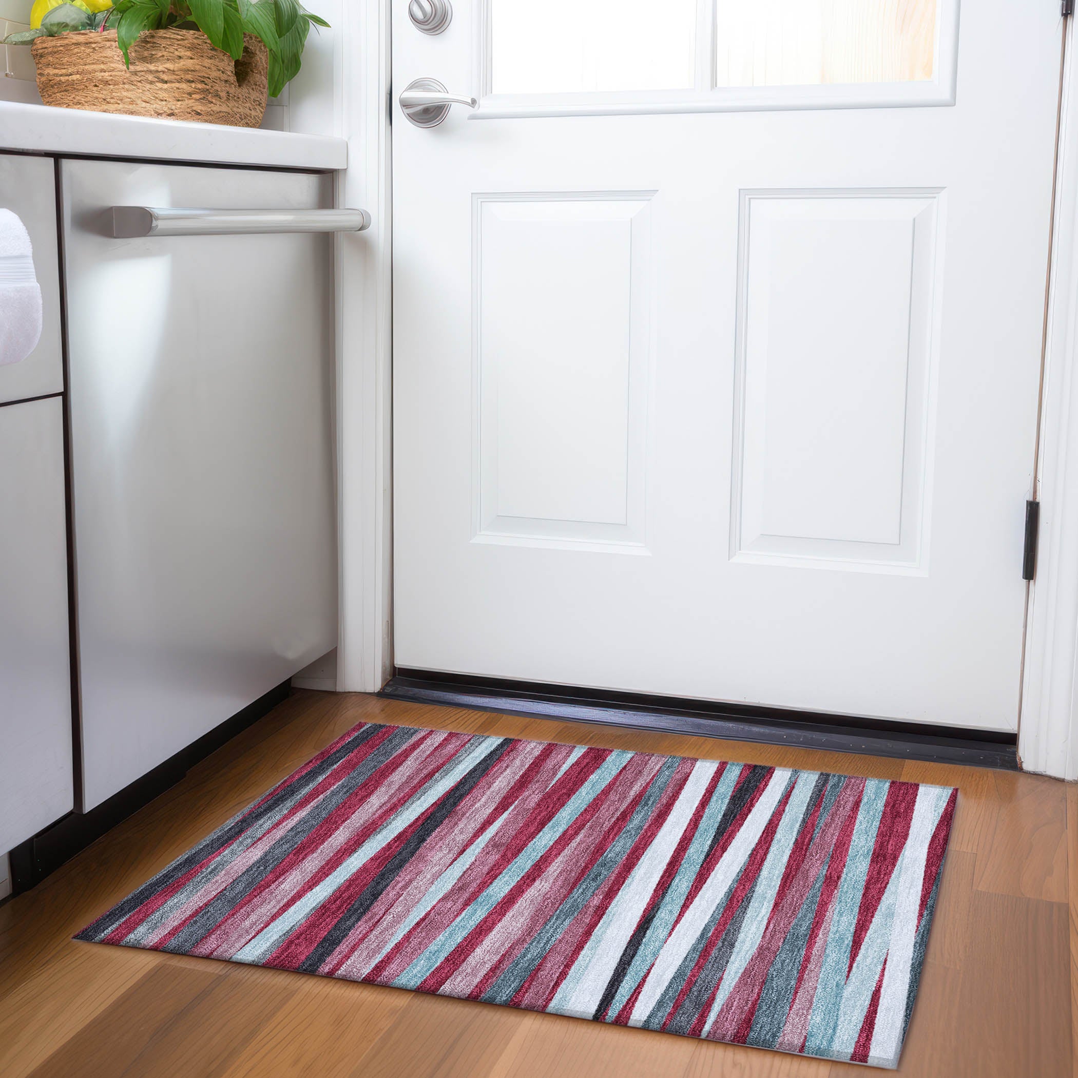 Tallinn Machine Washable Transitional Burgundy Red Rug 1'8" x 2'6" #shape_Rectangle