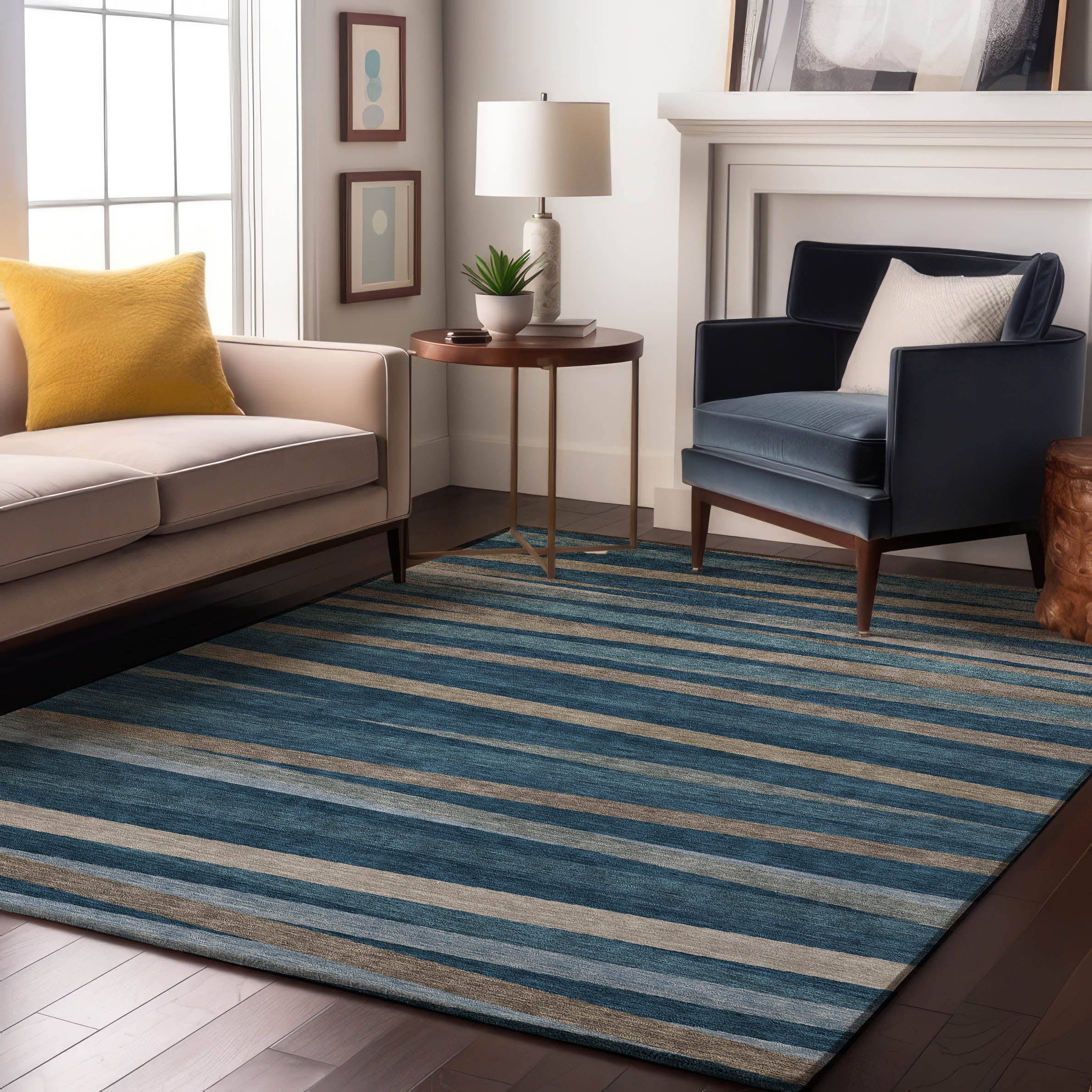 Tallinn Machine Washable Transitional Denim Blue Rug 2'6" x 3'10" #shape_Rectangle