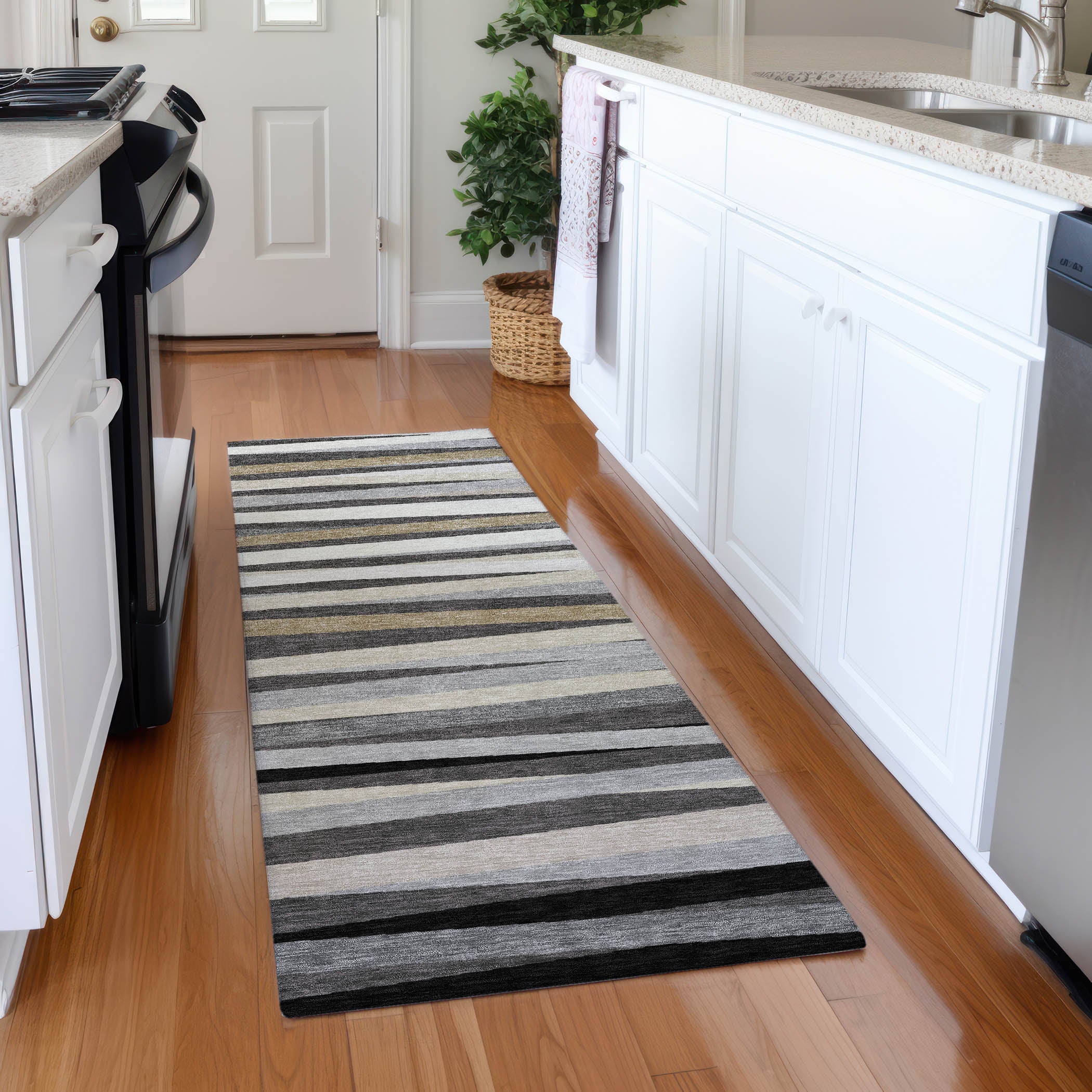 Tallinn Machine Washable Transitional Gray Rug 2'3" x 7'6" #shape_Runner