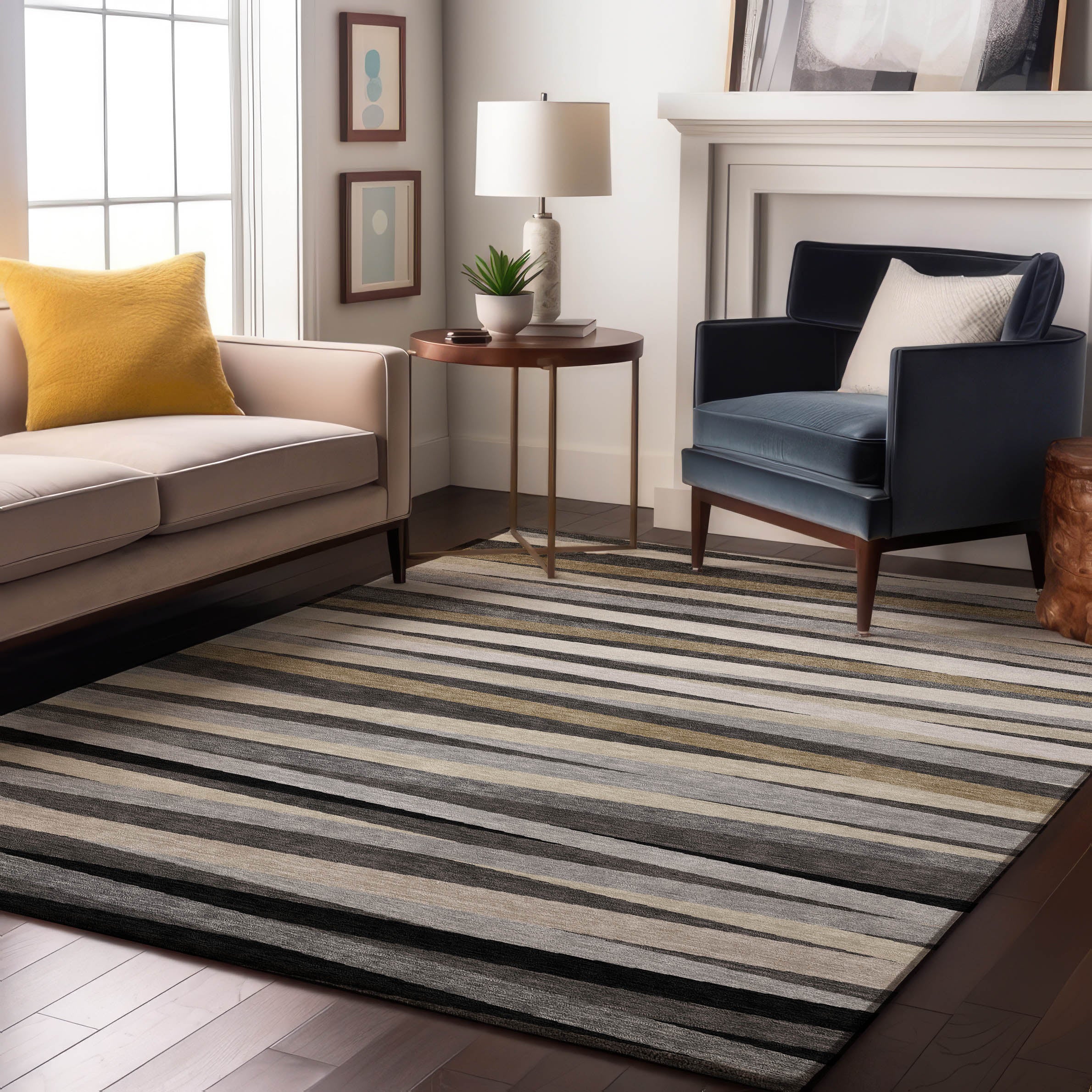 Tallinn Machine Washable Transitional Gray Rug 2'6" x 3'10" #shape_Rectangle