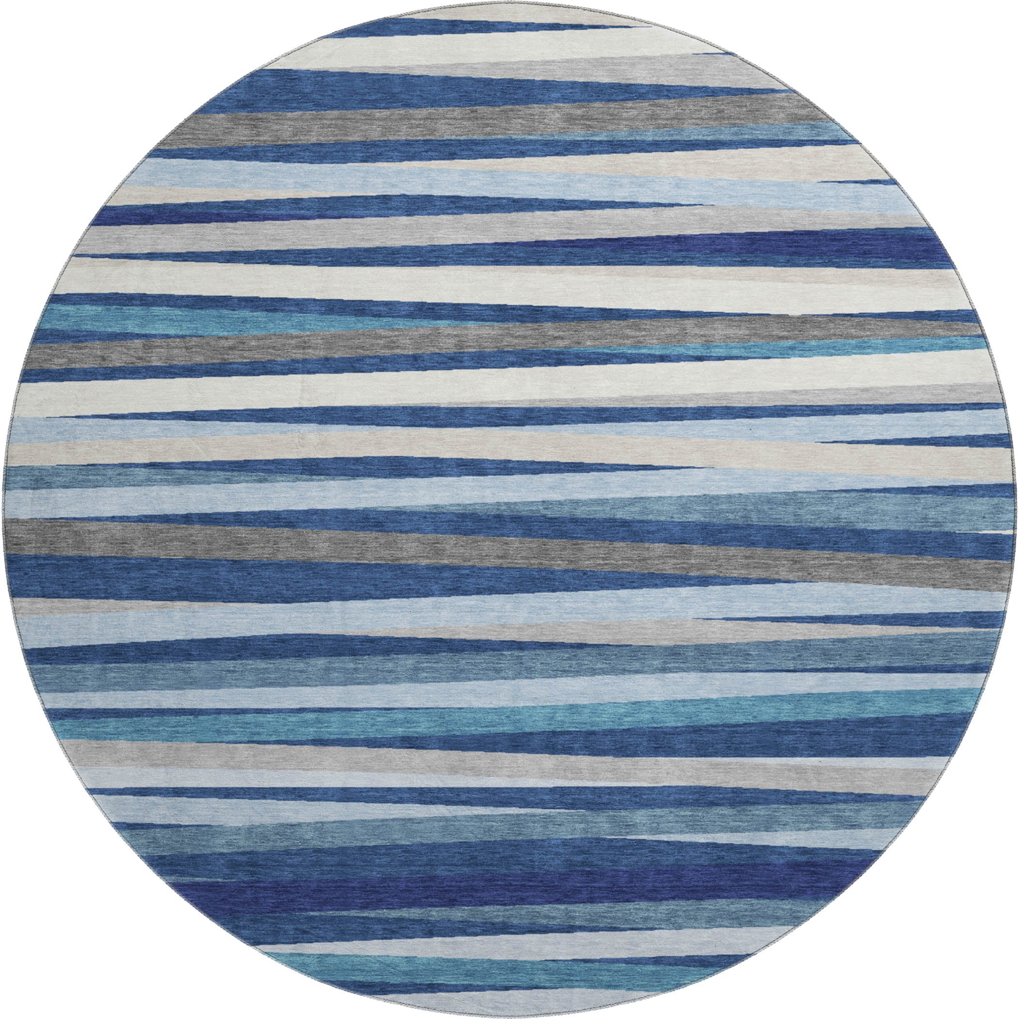 Tallinn Machine Washable Transitional Navy Blue Rug 8' x 8' #shape_Round
