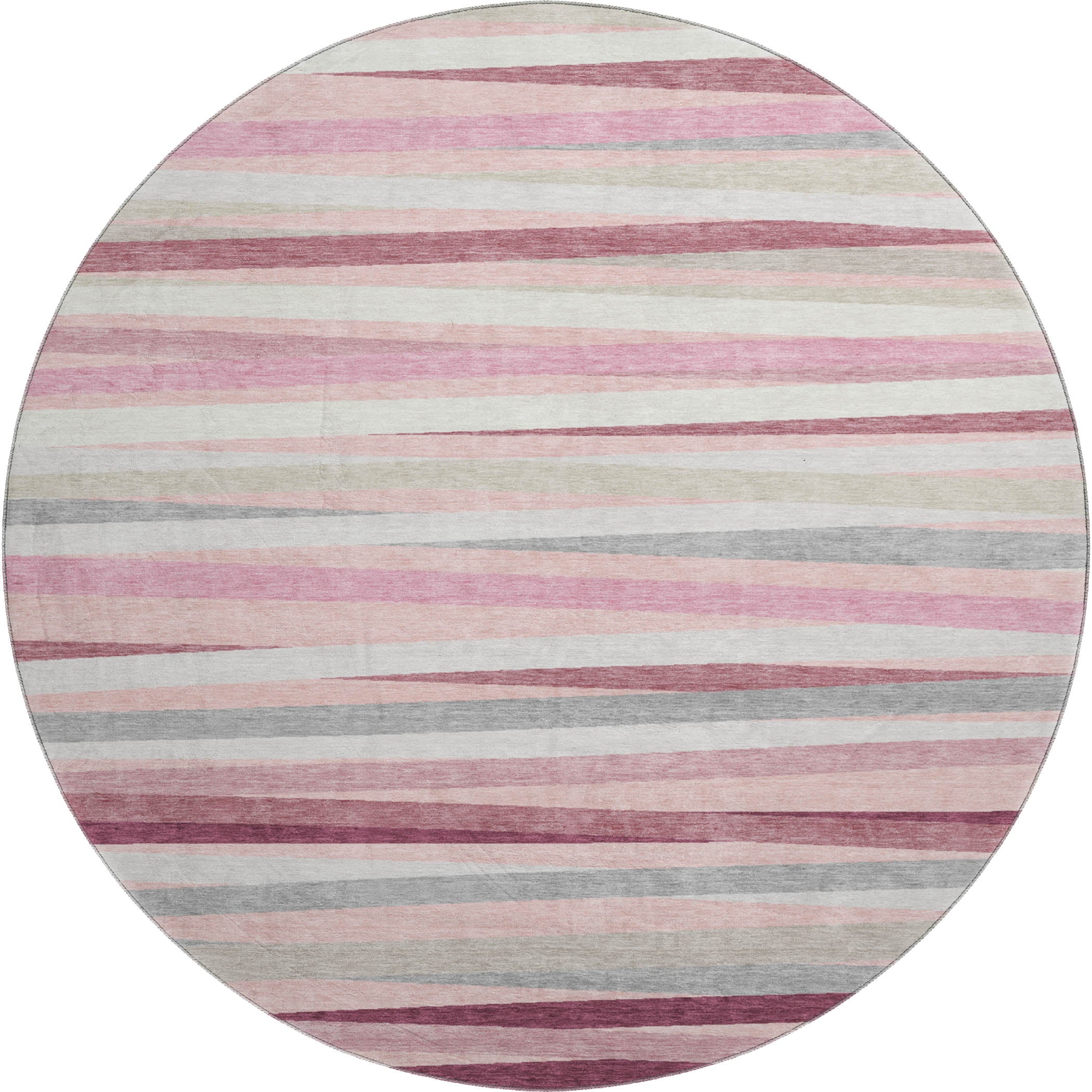 Tallinn Machine Washable Transitional Pink Rug 8' x 8' #shape_Round