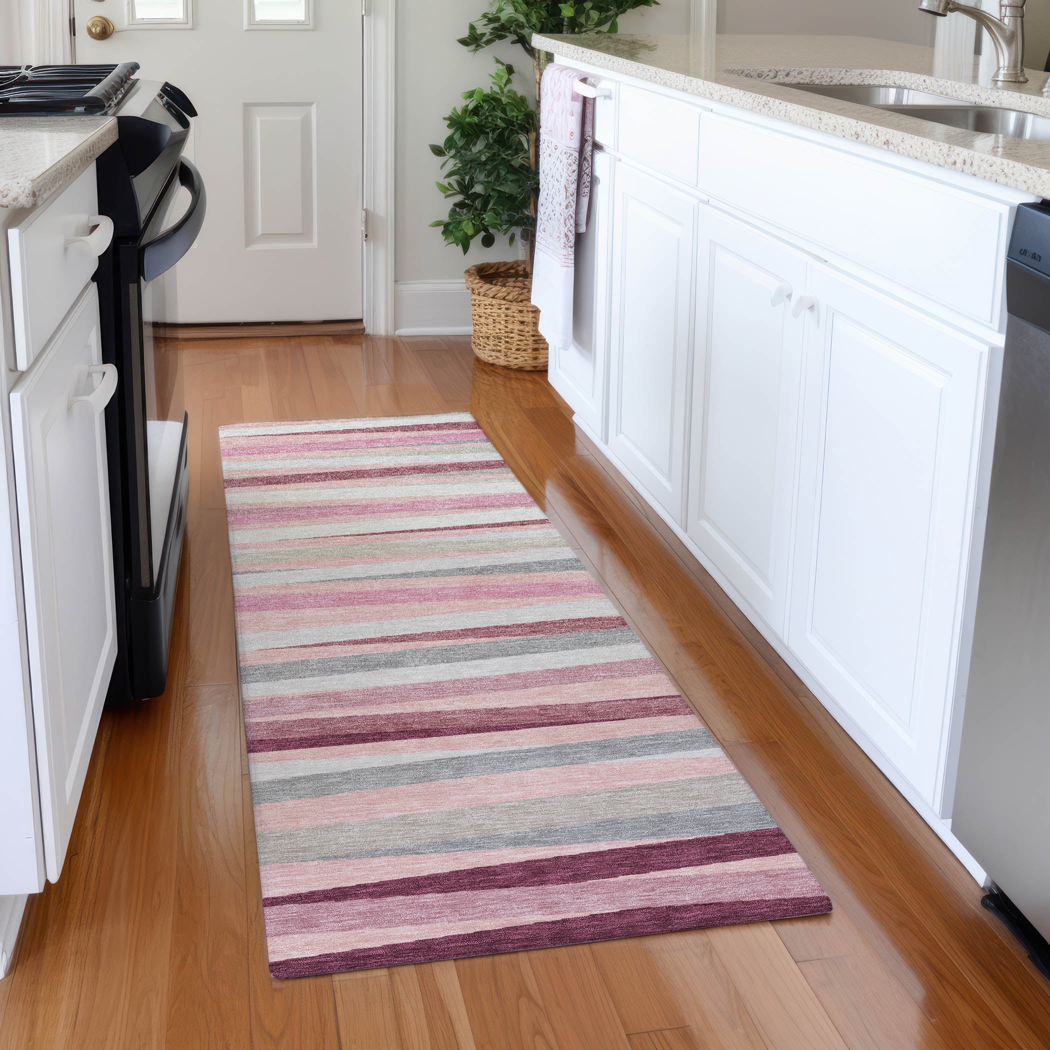 Tallinn Machine Washable Transitional Pink Rug 2'3" x 7'6" #shape_Runner