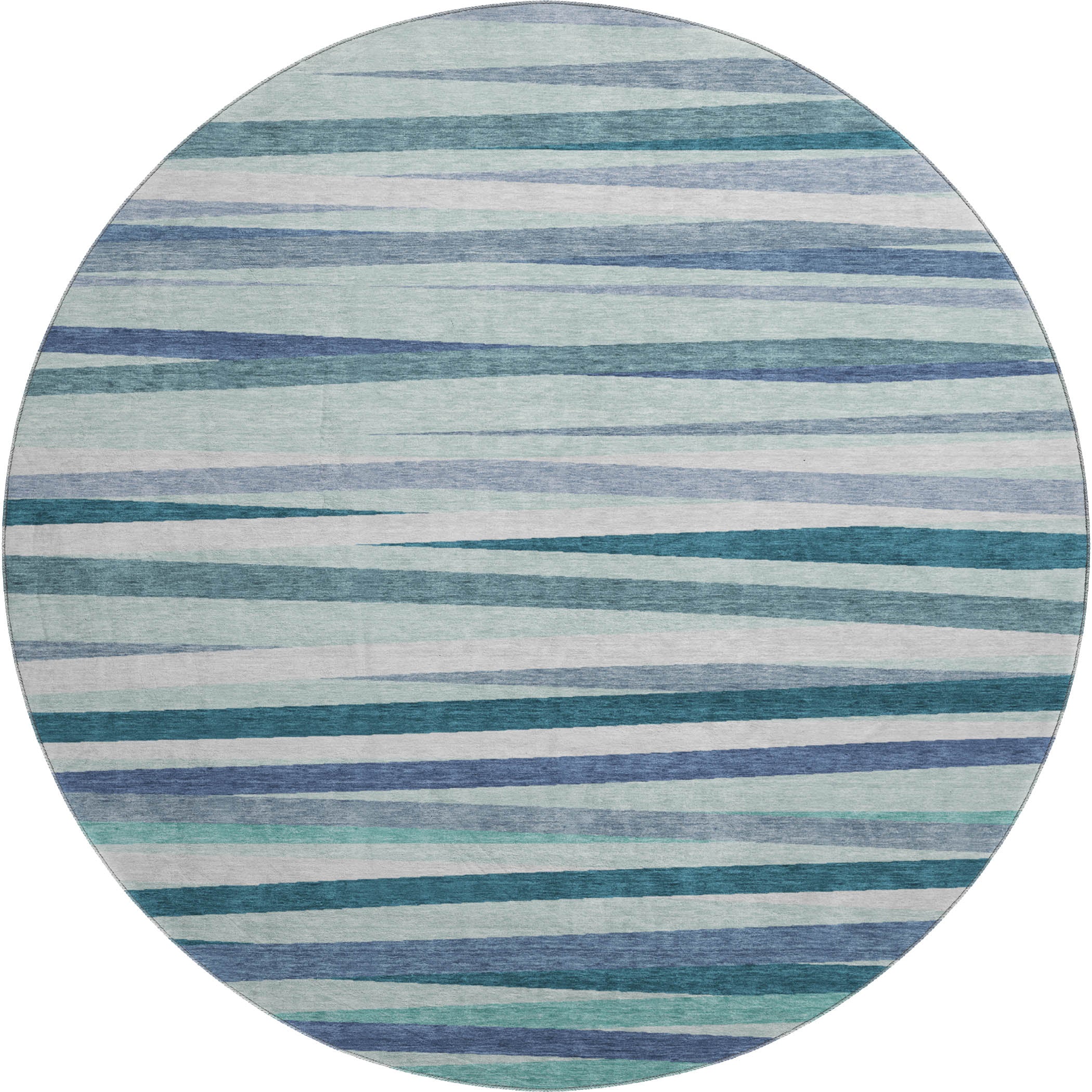 Tallinn Machine Washable Transitional Teal Rug 8' x 8' #shape_Round