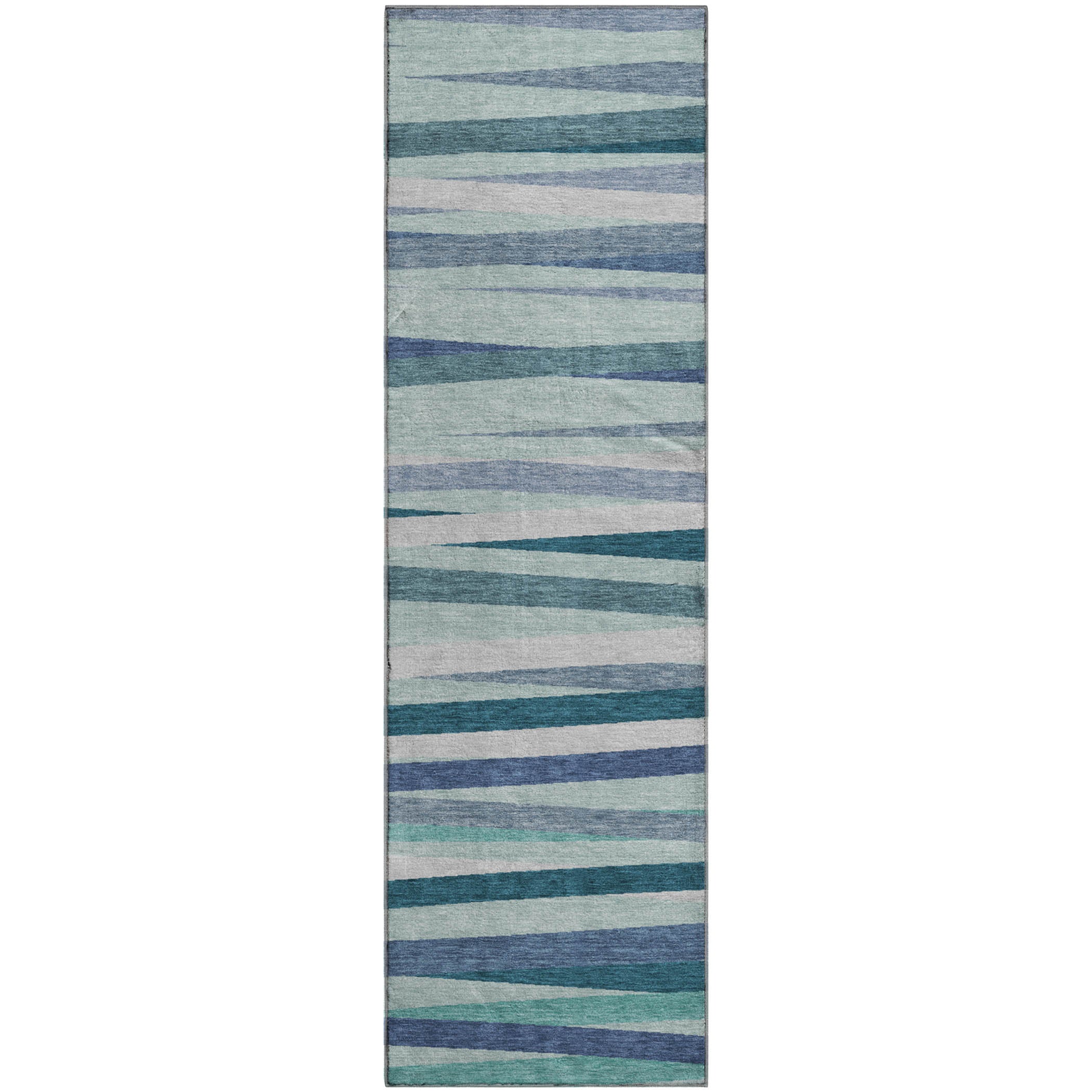 Tallinn Machine Washable Transitional Teal Rug 2'3" x 7'6" #shape_Runner
