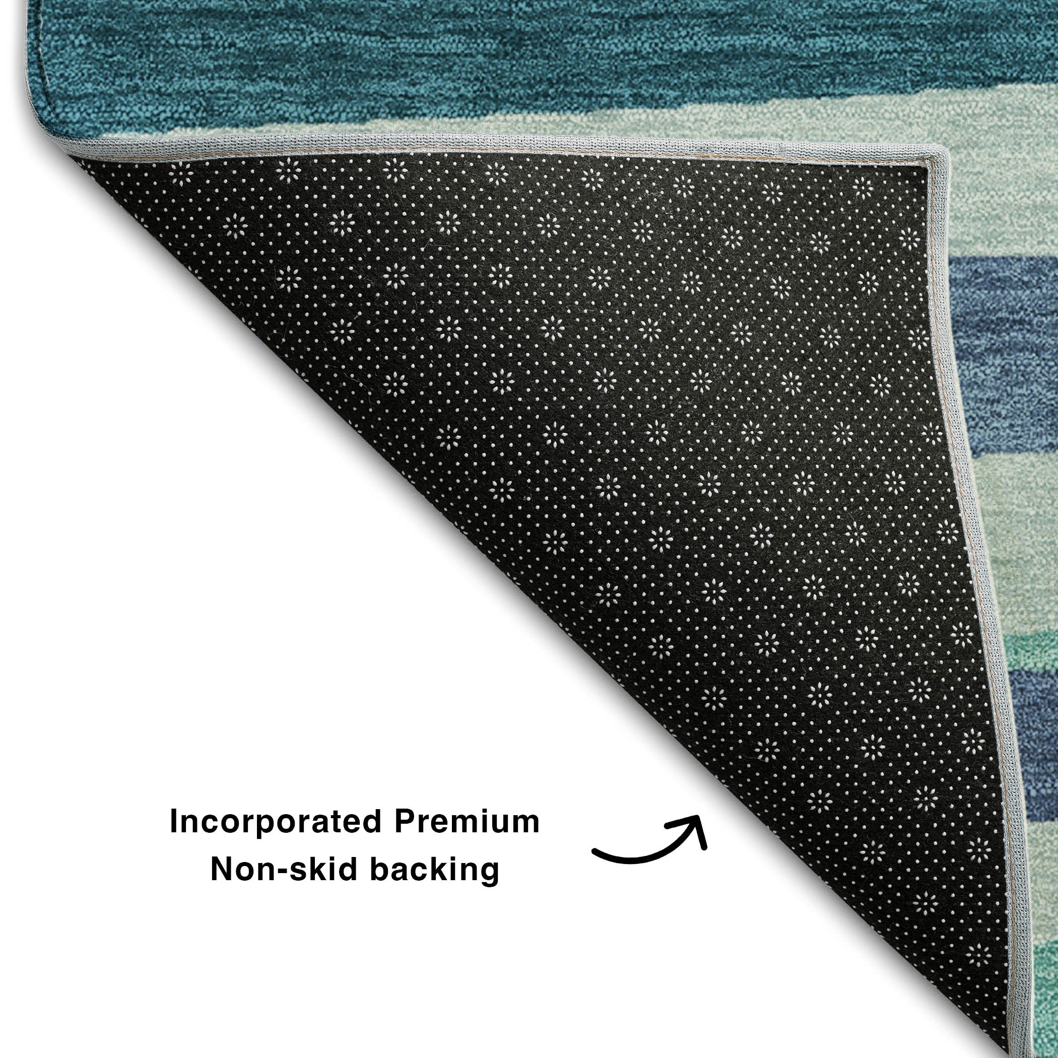 Tallinn Machine Washable Transitional Teal Rug 1'8" x 2'6" #shape_Rectangle
