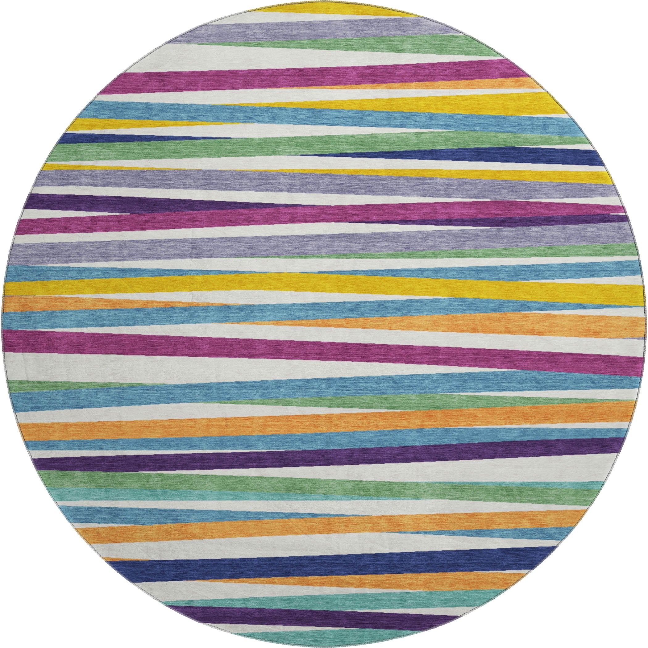 Tallinn Machine Washable Transitional White Ivory Rug 8' x 8' #shape_Round