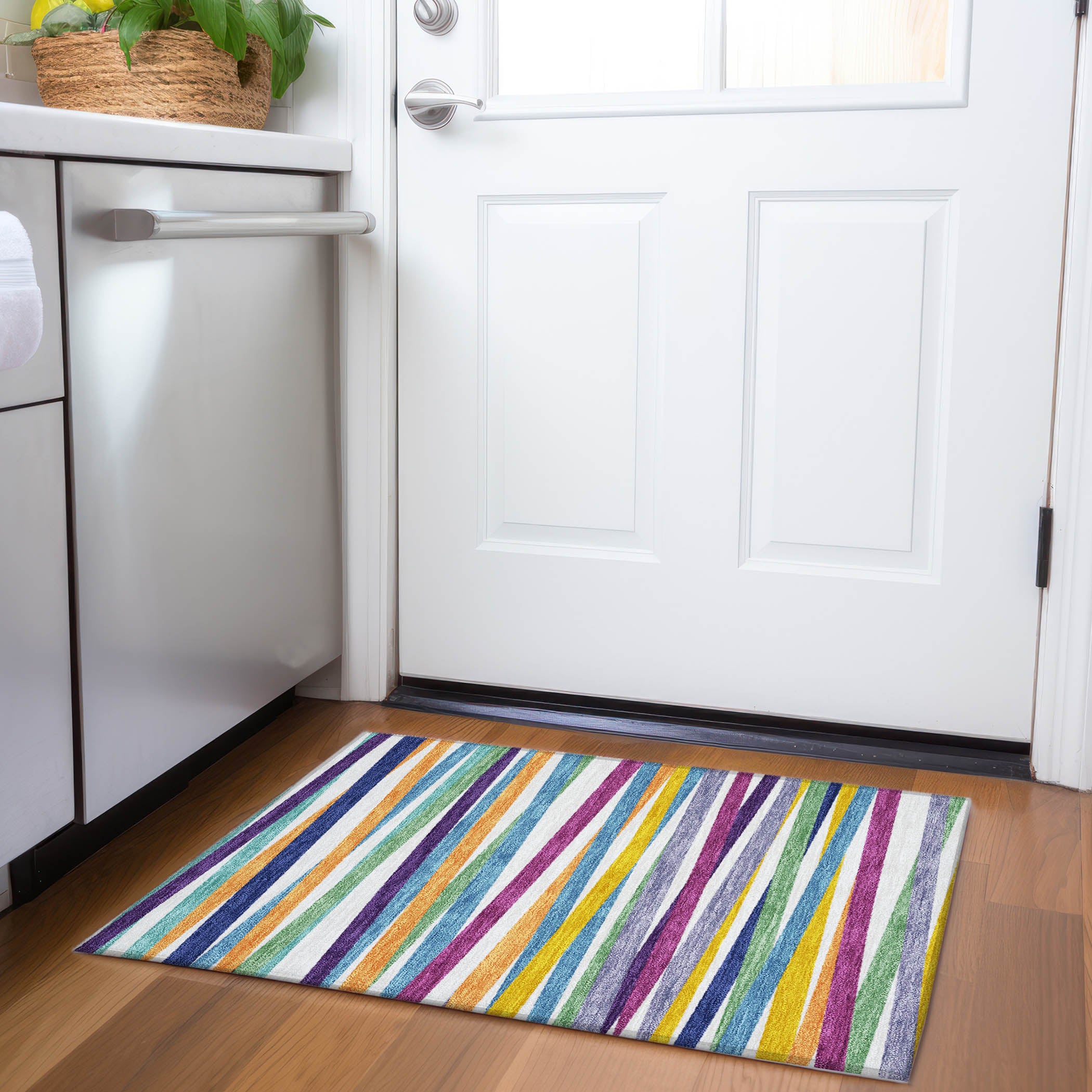 Tallinn Machine Washable Transitional White Ivory Rug 1'8" x 2'6" #shape_Rectangle