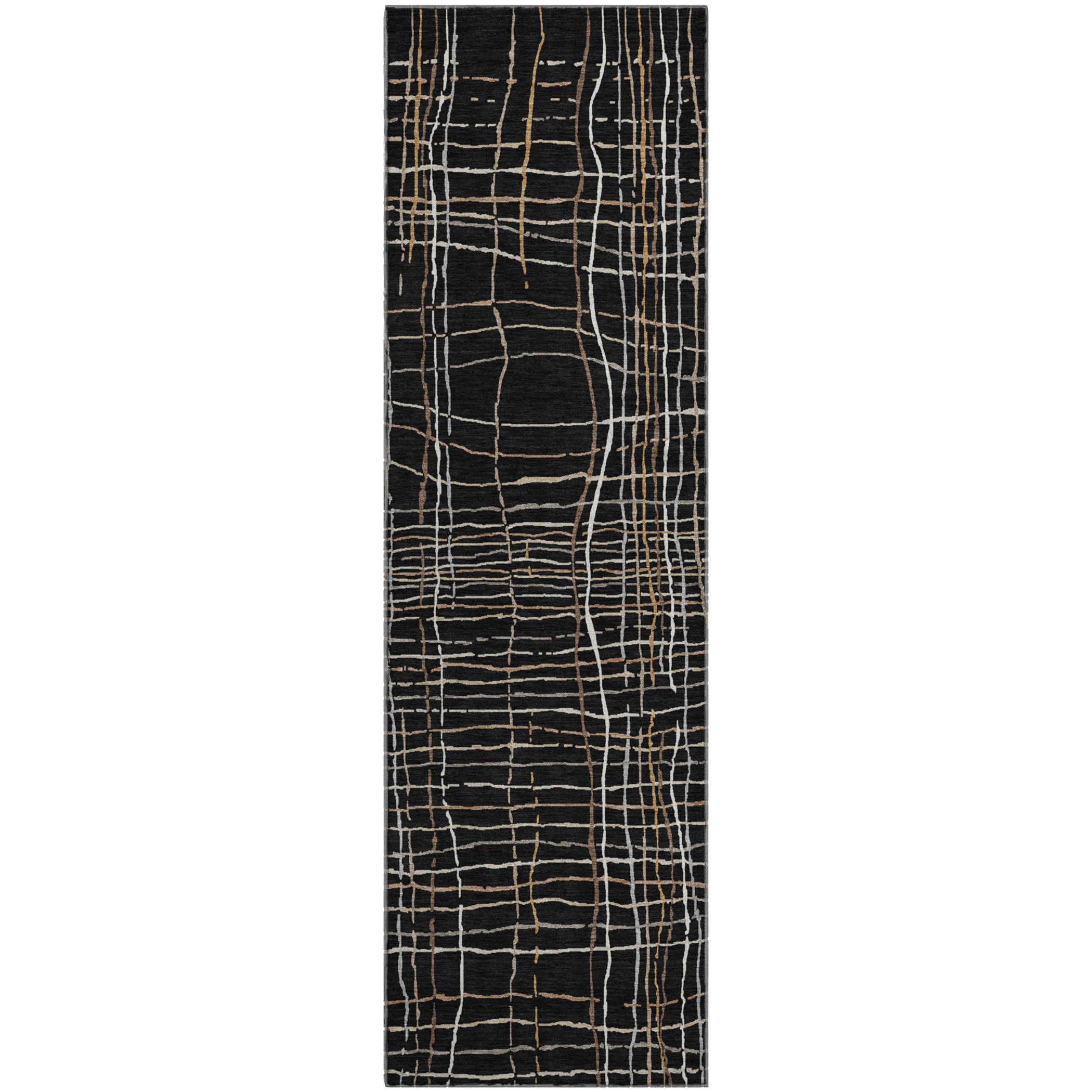 Baku Machine Washable Transitional Black Rug 2'3" x 7'6" #shape_Runner