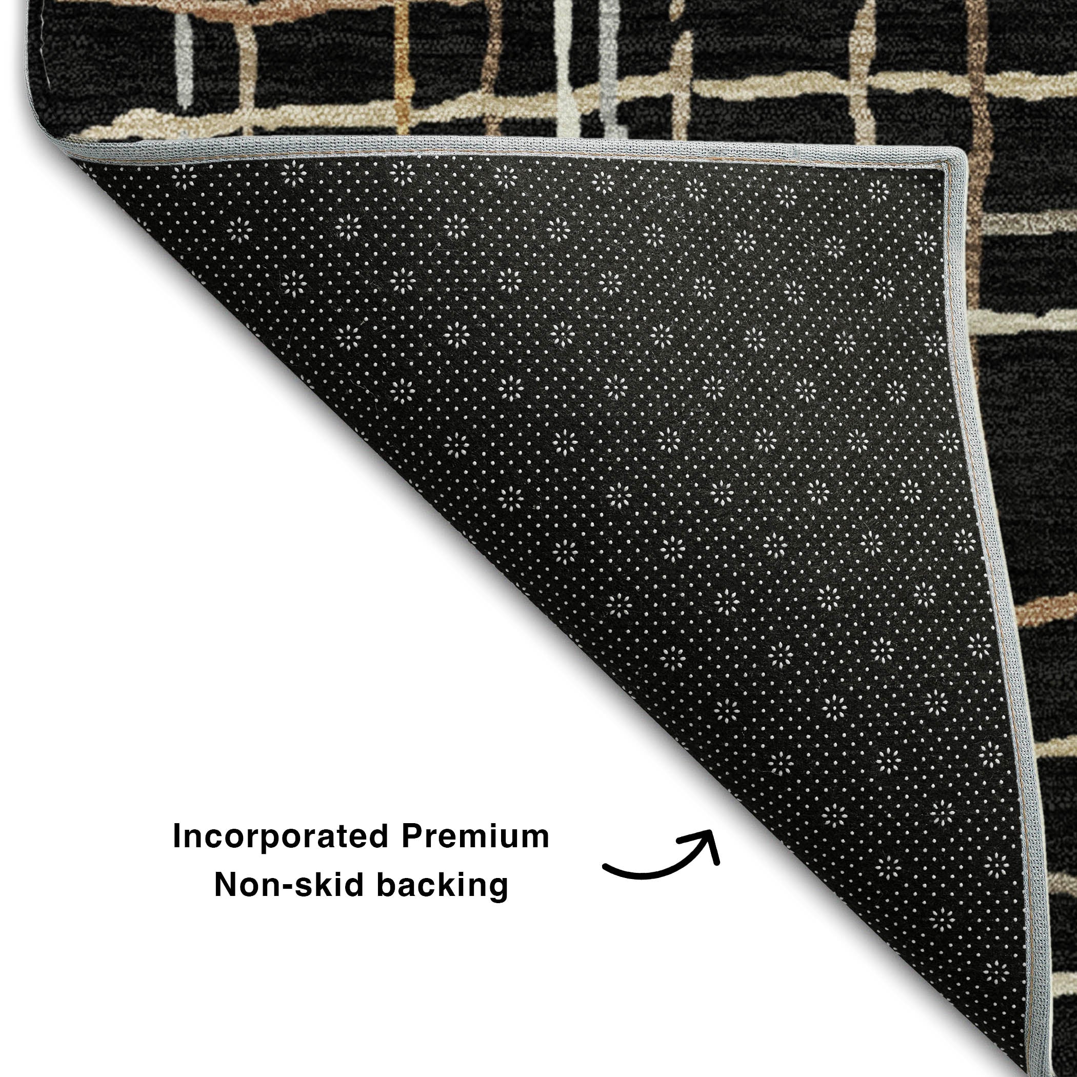 Baku Machine Washable Transitional Black Rug 1'8" x 2'6" #shape_Rectangle