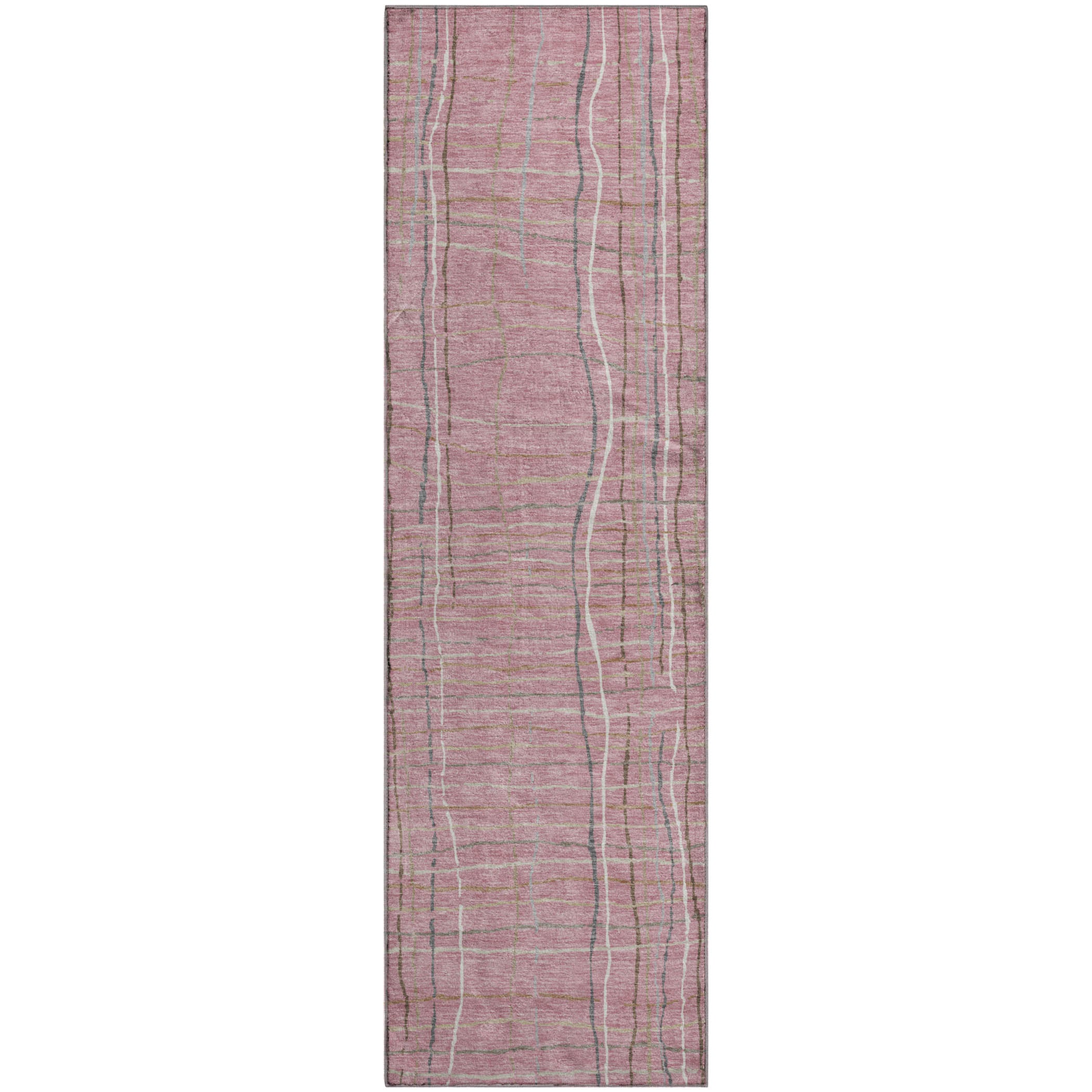 Baku Machine Washable Transitional Pink Rug 2'3" x 7'6" #shape_Runner
