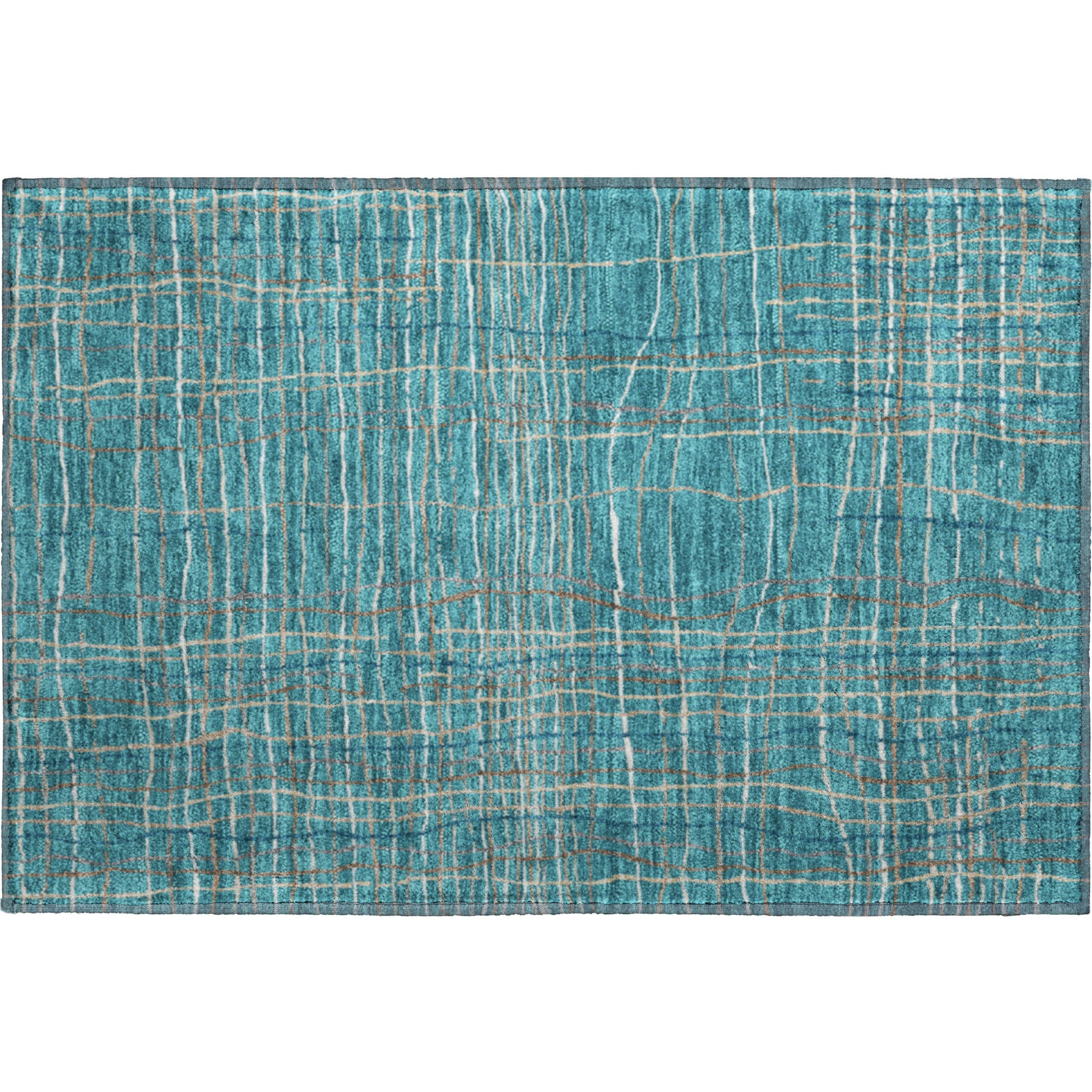 Baku Machine Washable Transitional Teal Rug 1'8" x 2'6" #shape_Rectangle