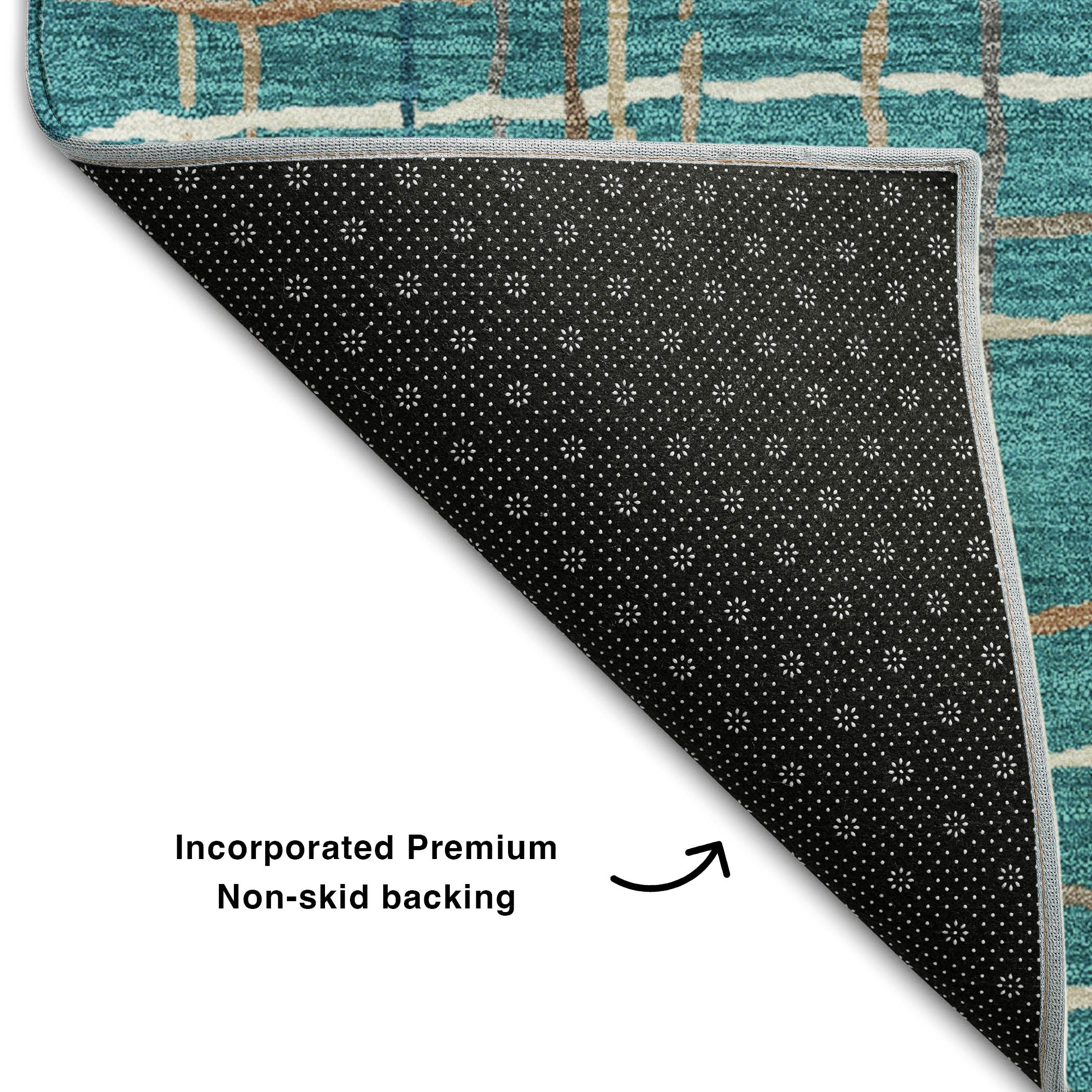 Baku Machine Washable Transitional Teal Rug 1'8" x 2'6" #shape_Rectangle