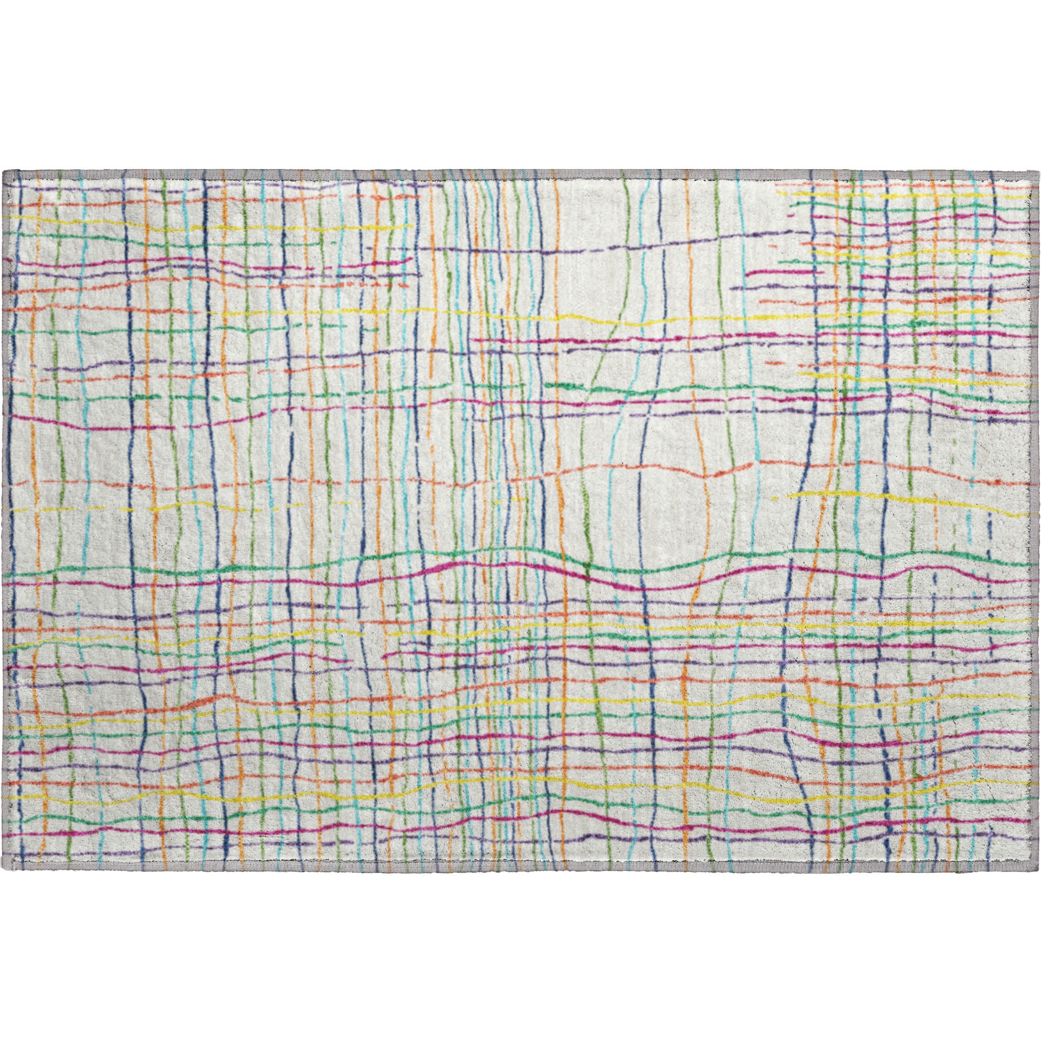 Baku Machine Washable Transitional White Ivory Rug 1'8" x 2'6" #shape_Rectangle