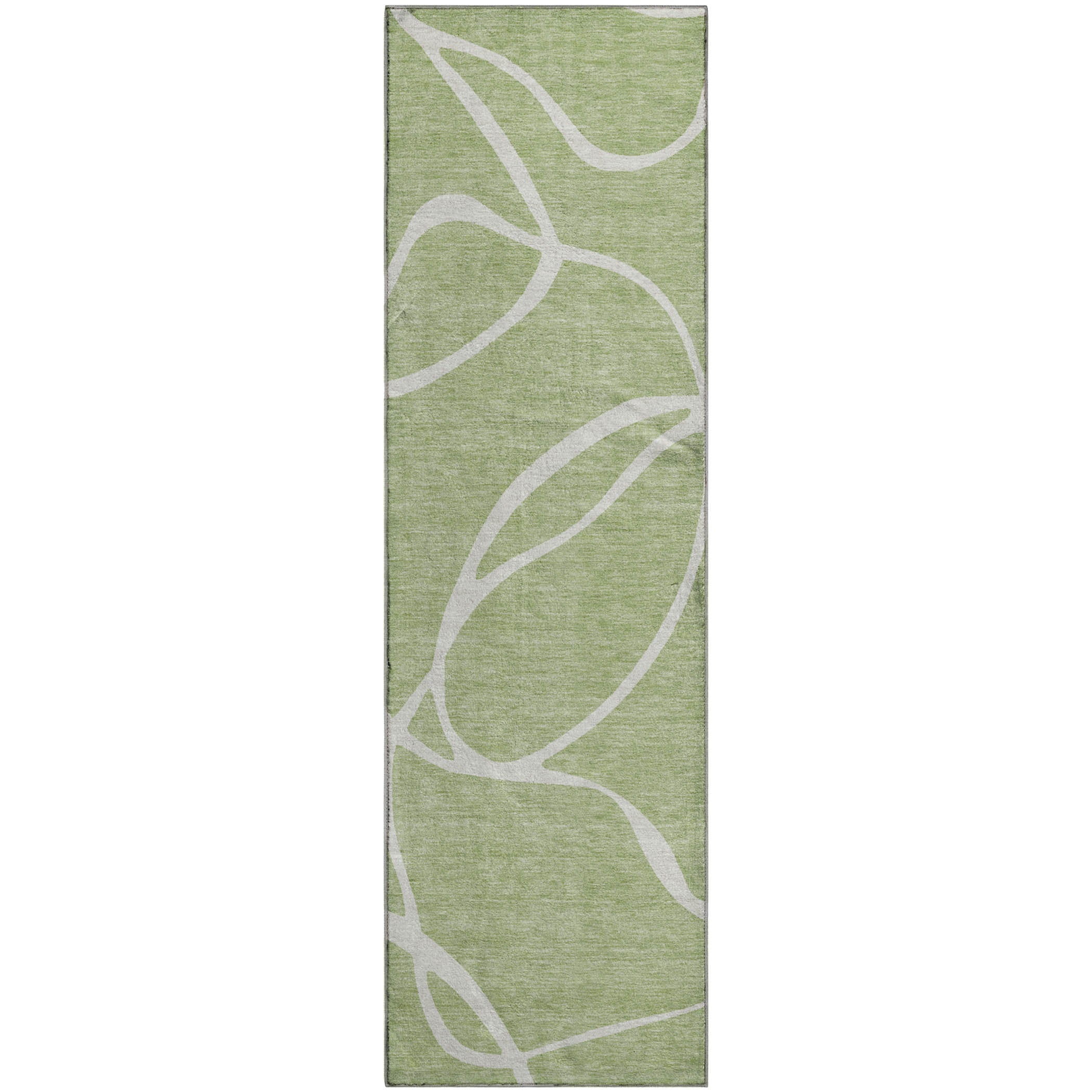 Dubrovnik Machine Washable Transitional Aloe Green Rug 2'3" x 7'6" #shape_Runner