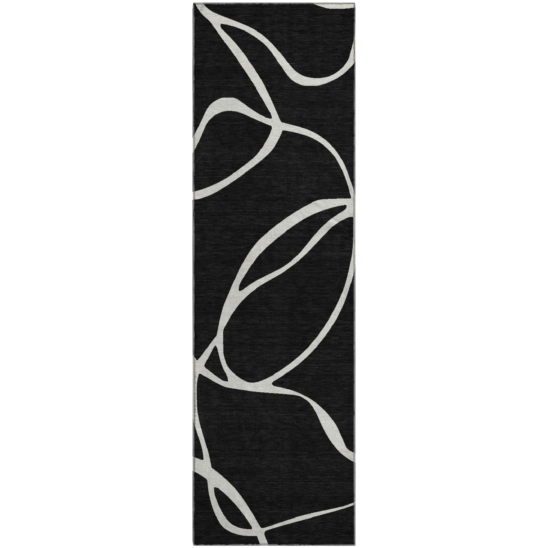 Dubrovnik Machine Washable Transitional Black Rug 2'3" x 7'6" #shape_Runner