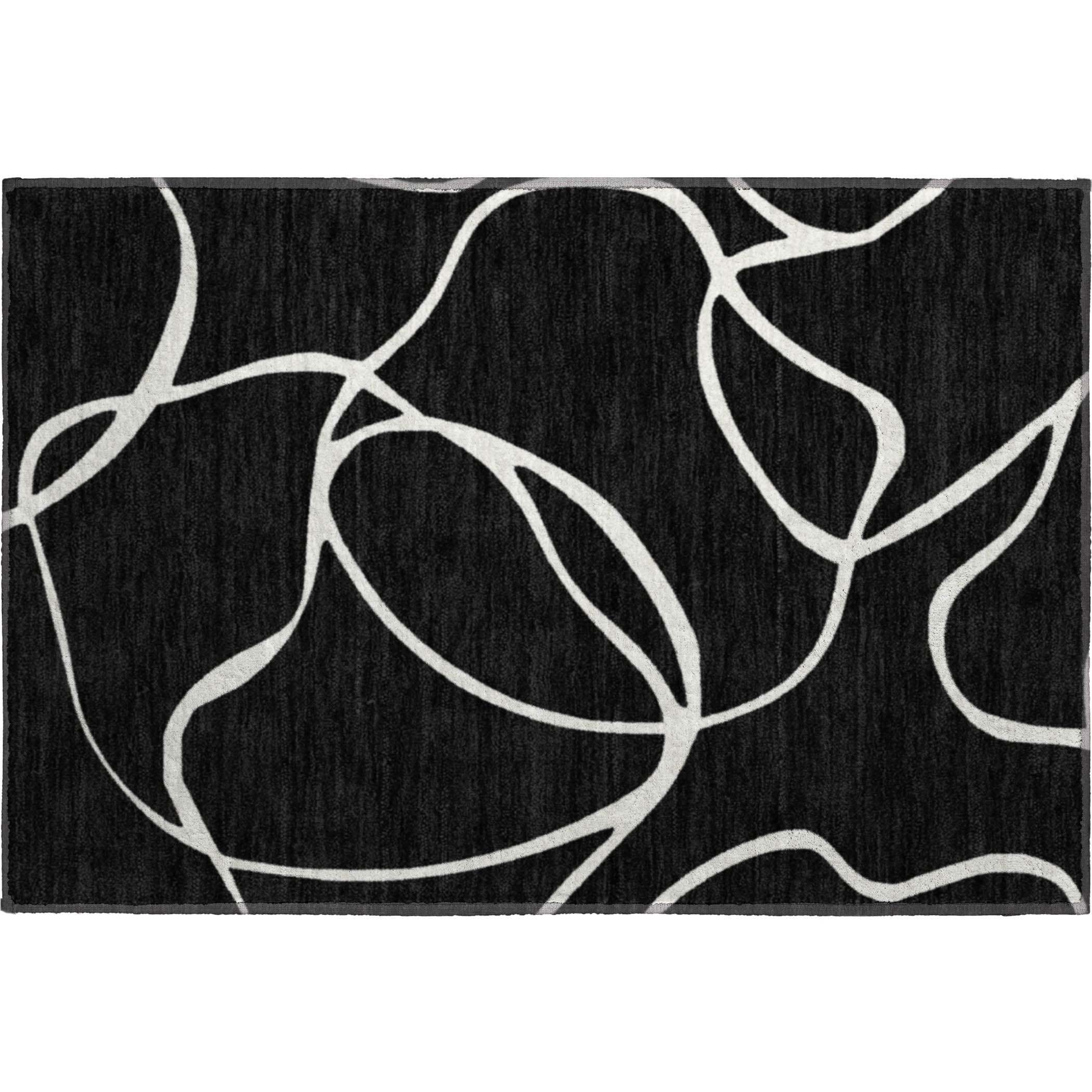 Dubrovnik Machine Washable Transitional Black Rug 1'8" x 2'6" #shape_Rectangle
