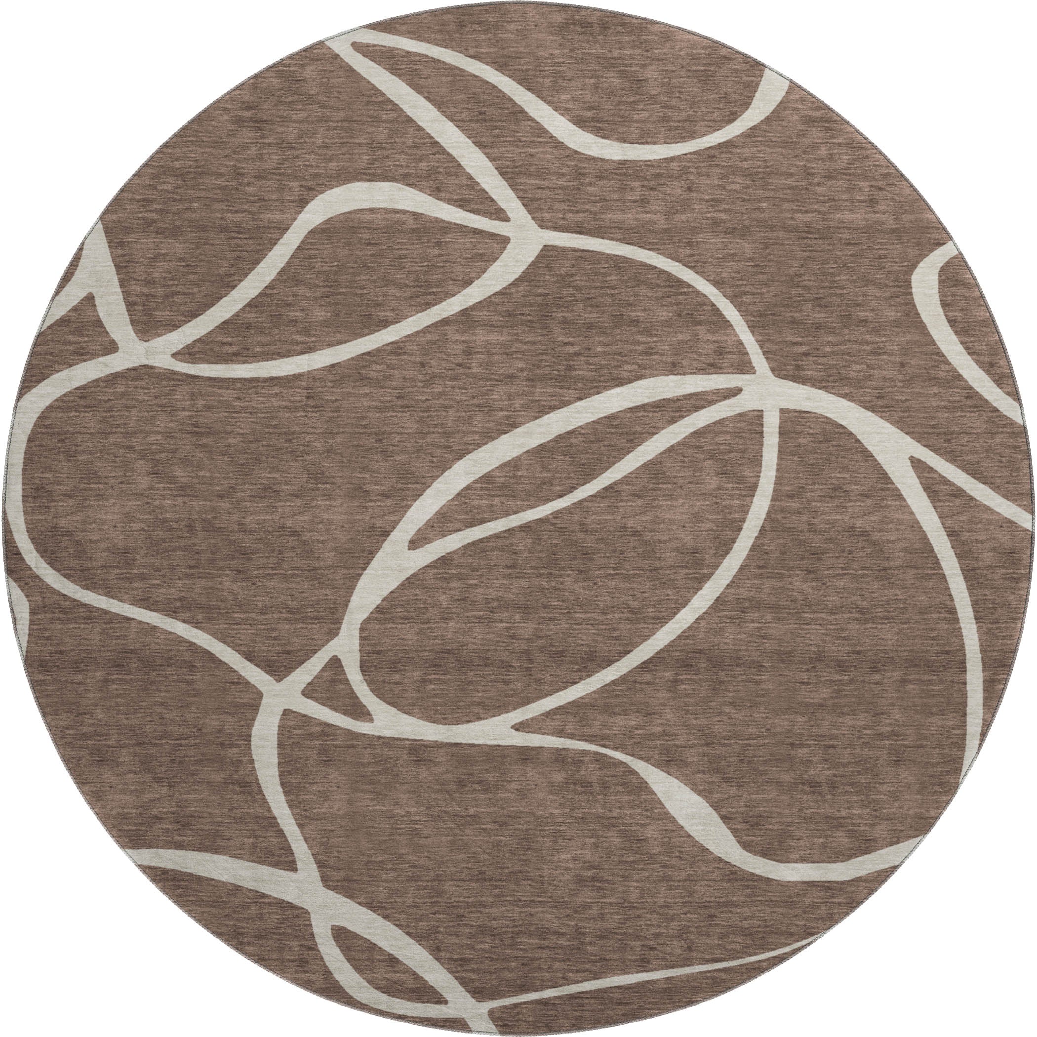 Dubrovnik Machine Washable Transitional Brown Rug 8' x 8' #shape_Round