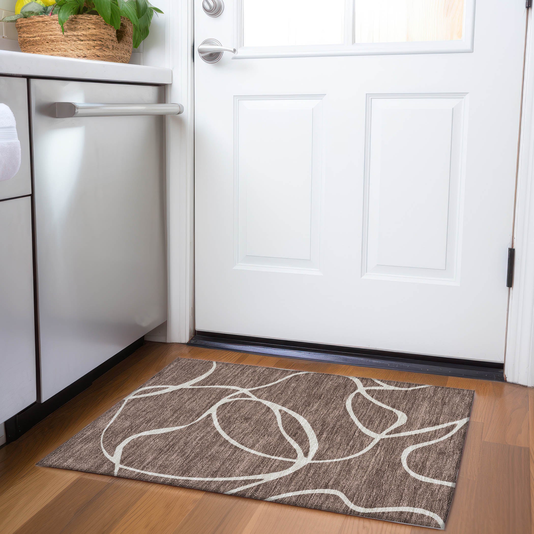 Dubrovnik Machine Washable Transitional Brown Rug 1'8" x 2'6" #shape_Rectangle