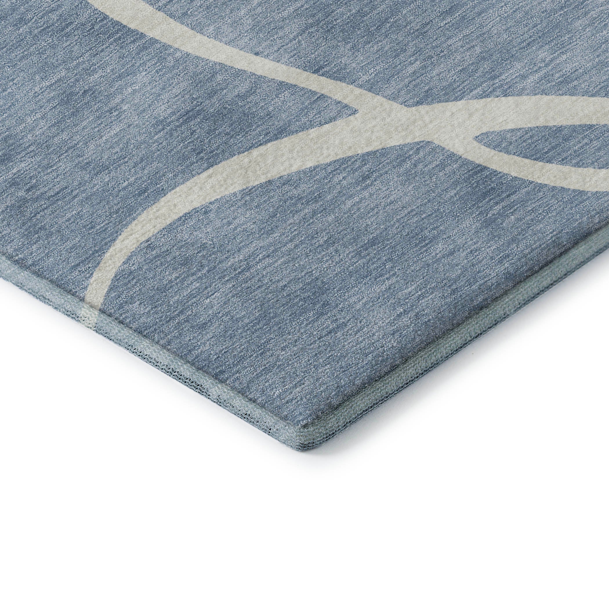 Dubrovnik Machine Washable Transitional Denim Blue Rug 1'8" x 2'6" #shape_Rectangle