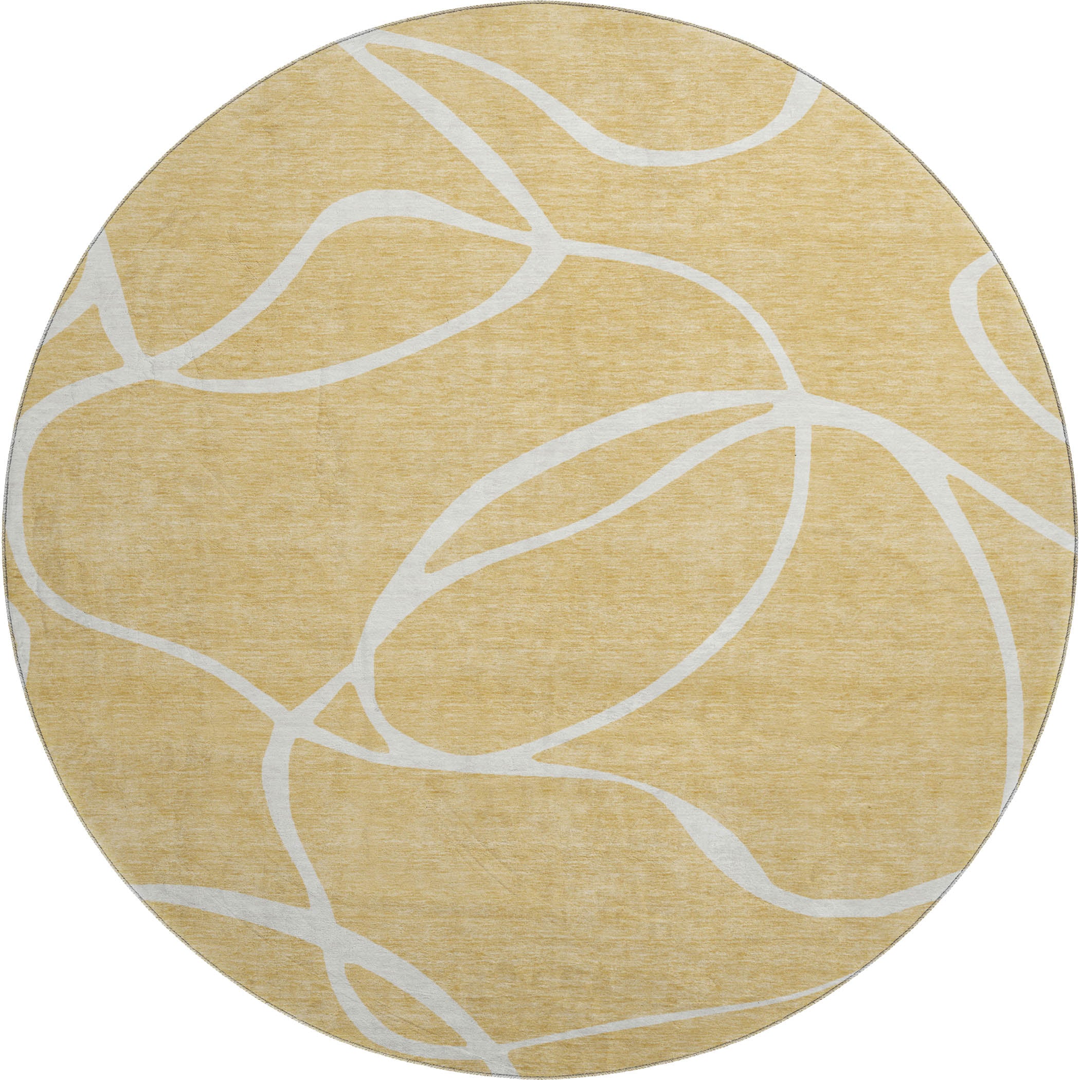Dubrovnik Machine Washable Transitional Gold Rug 8' x 8' #shape_Round
