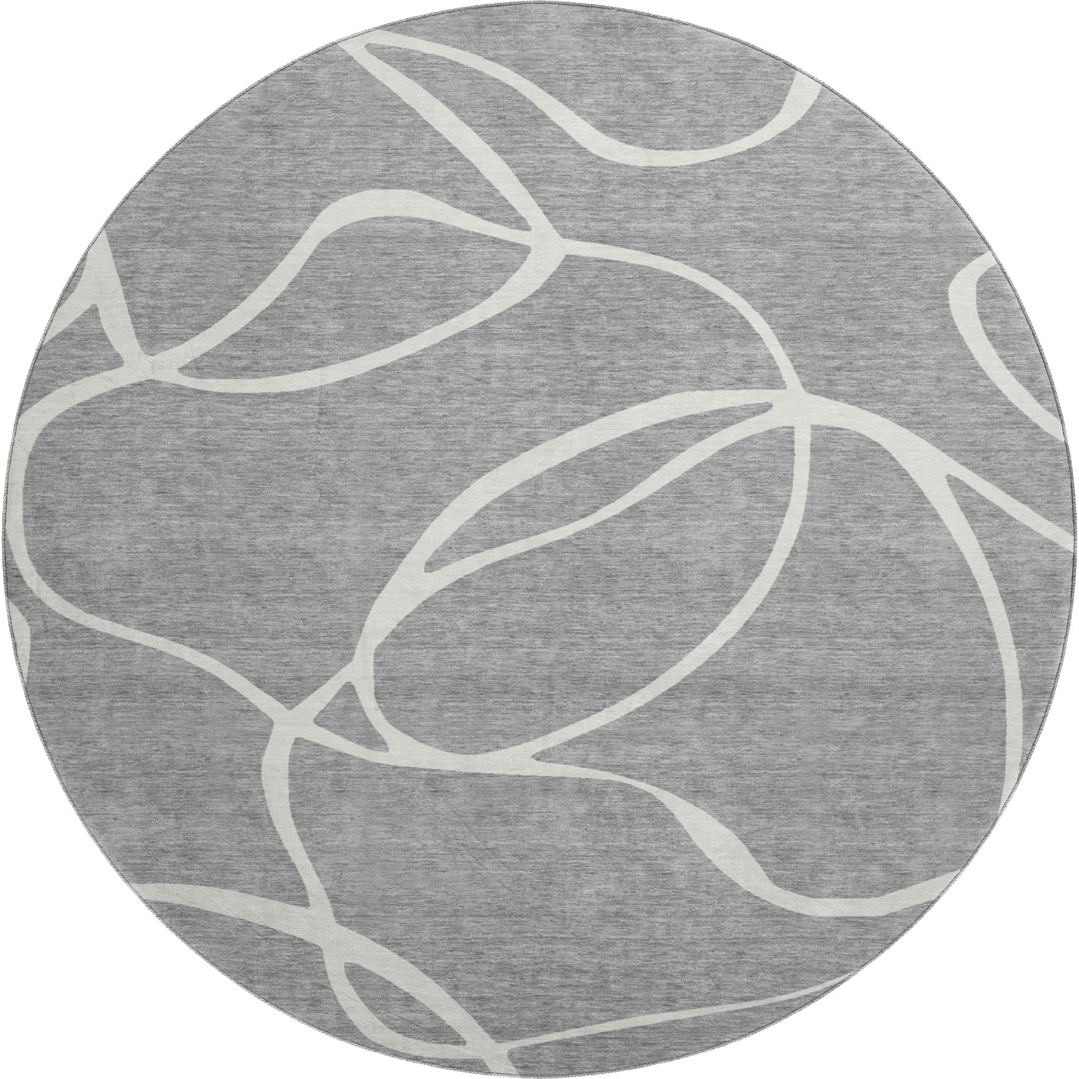 Dubrovnik Machine Washable Transitional Gray Rug 8' x 8' #shape_Round