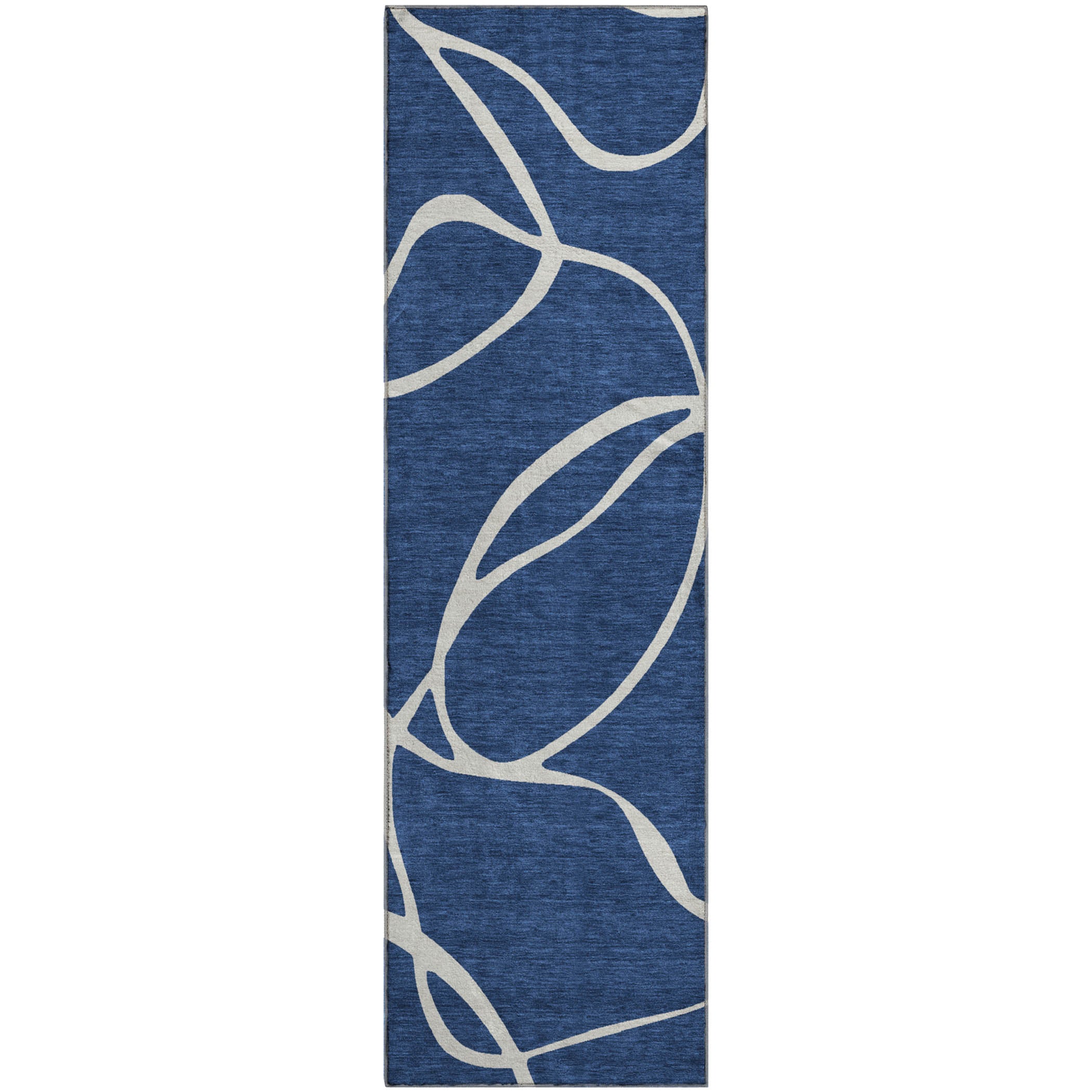 Dubrovnik Machine Washable Transitional Navy Blue Rug 2'3" x 7'6" #shape_Runner