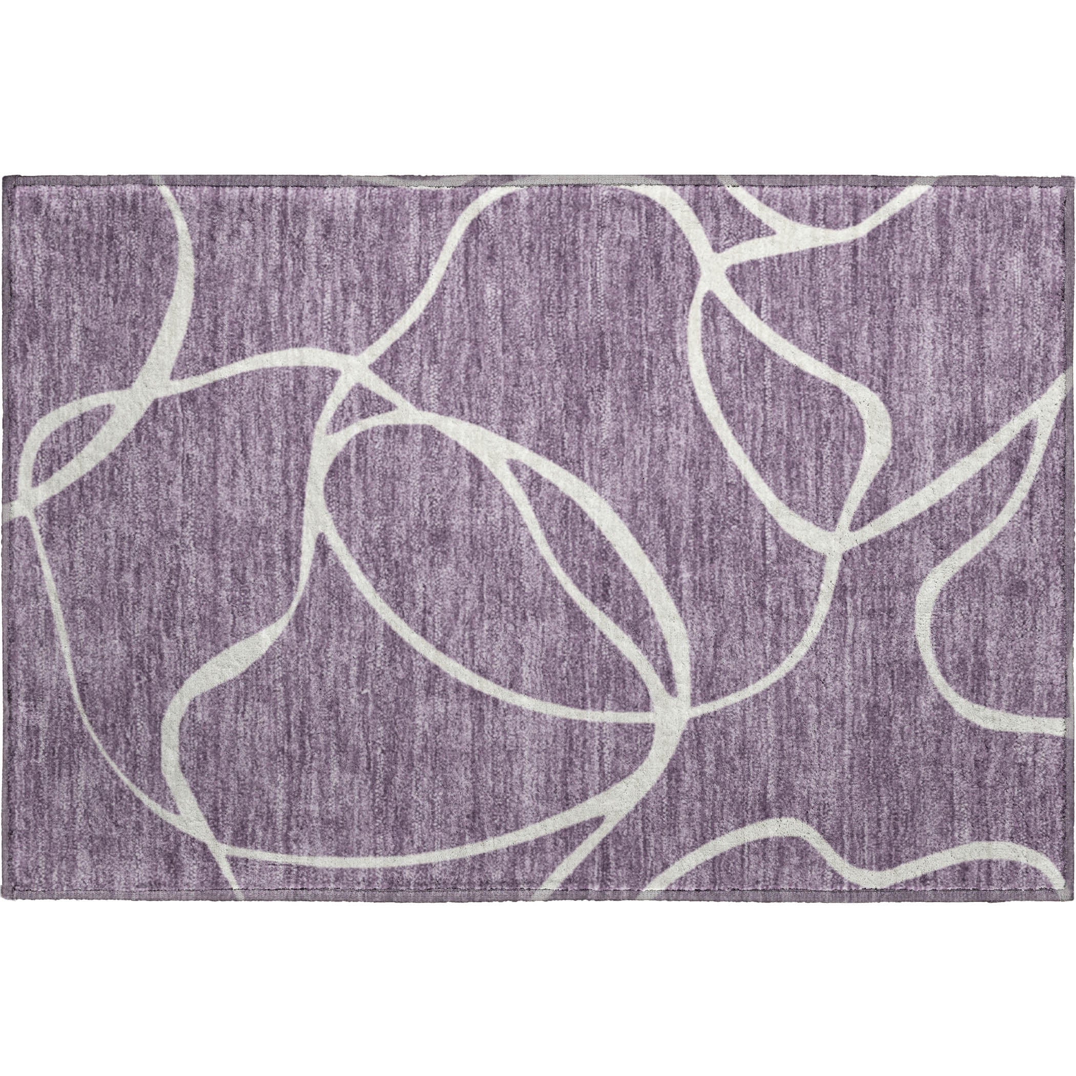 Dubrovnik Machine Washable Transitional Purple Rug 1'8" x 2'6" #shape_Rectangle
