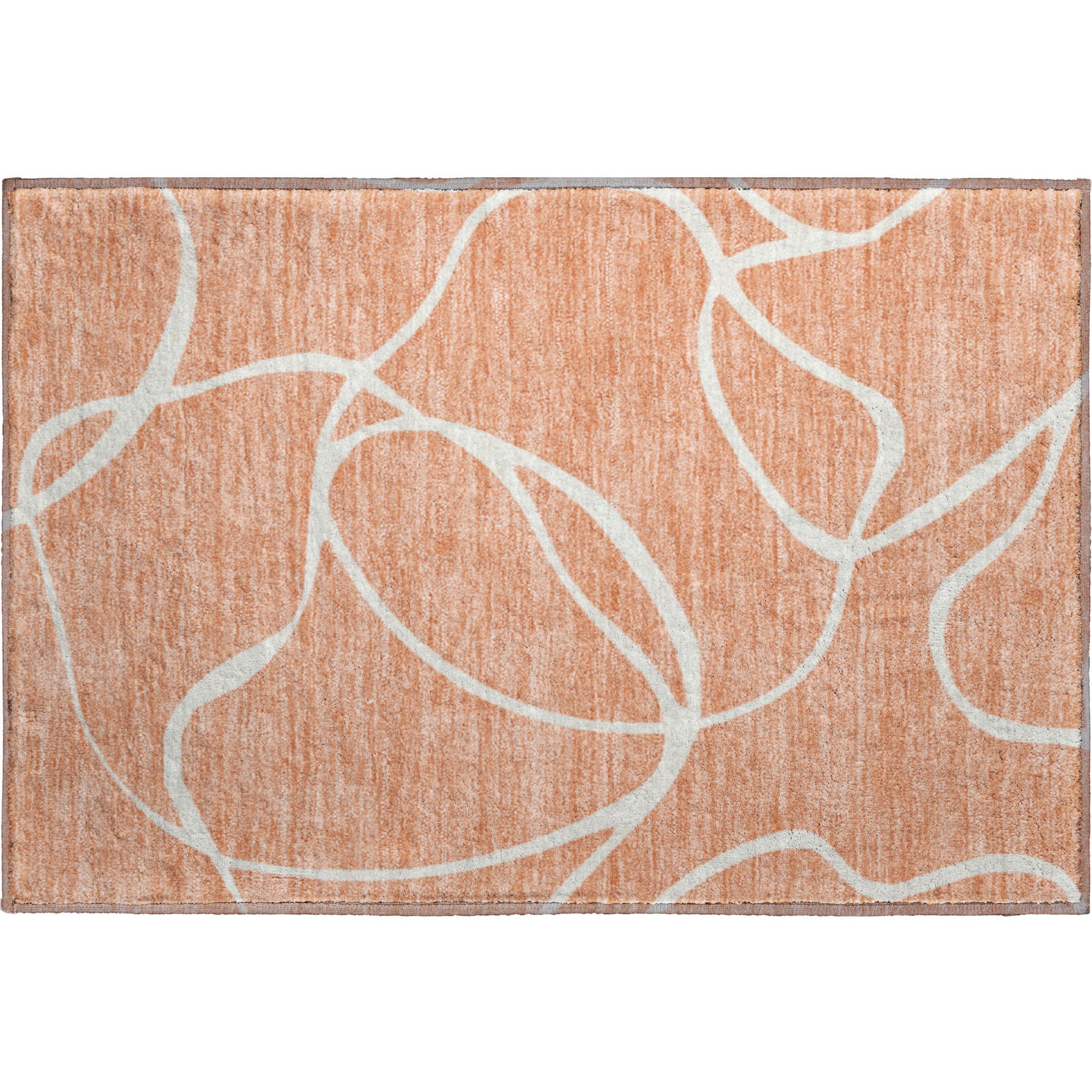 Dubrovnik Machine Washable Transitional Salmon Orange Rug 1'8" x 2'6" #shape_Rectangle