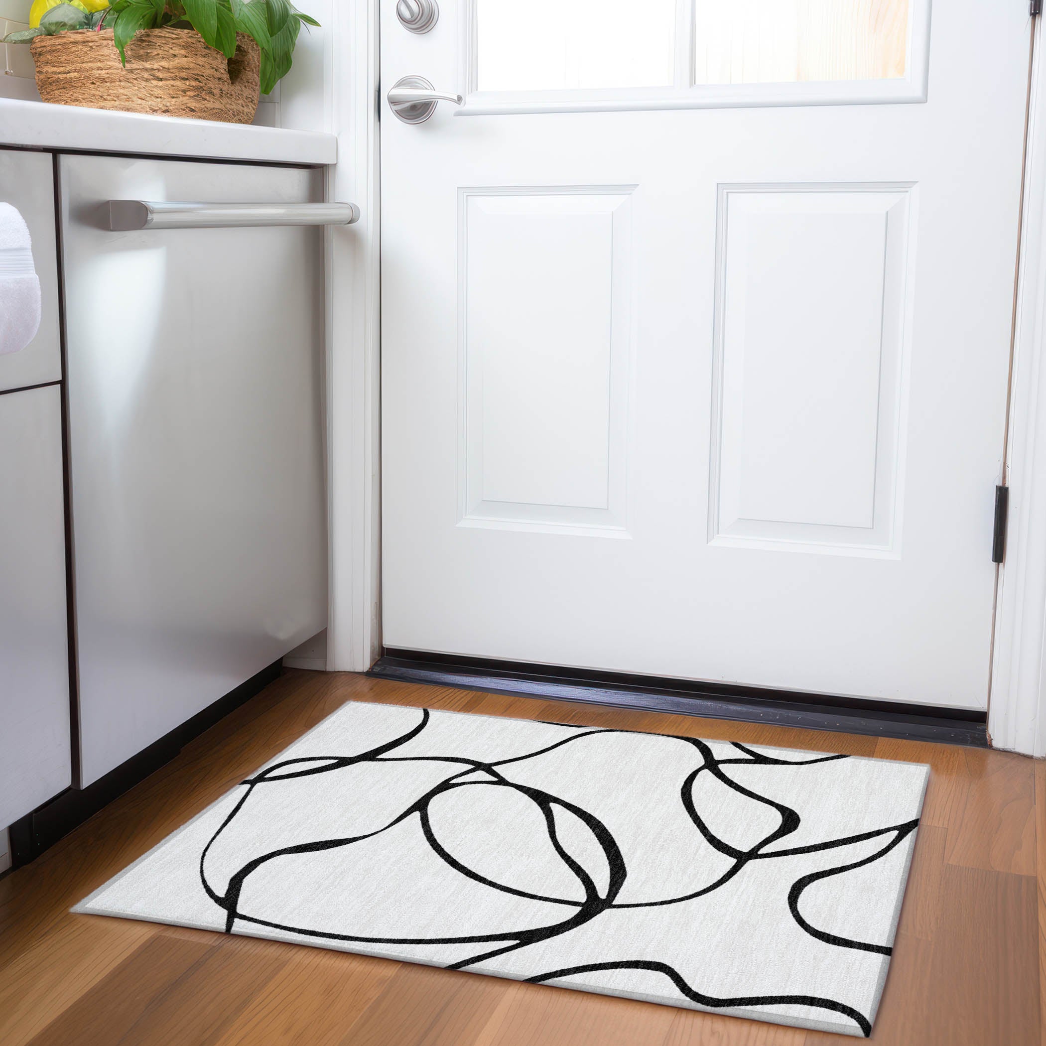 Dubrovnik Machine Washable Transitional White Ivory Rug 1'8" x 2'6" #shape_Rectangle