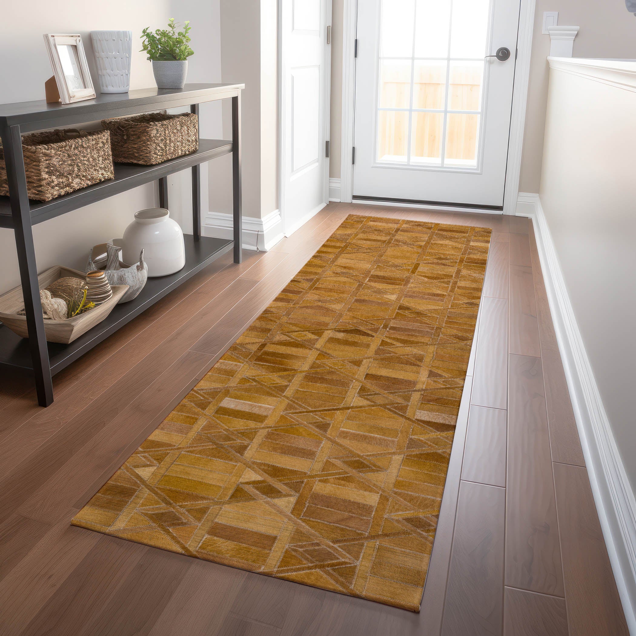 Siena Machine Washable Cowhide Brown Browns Rug 2'3" x 7'6" #shape_Runner
