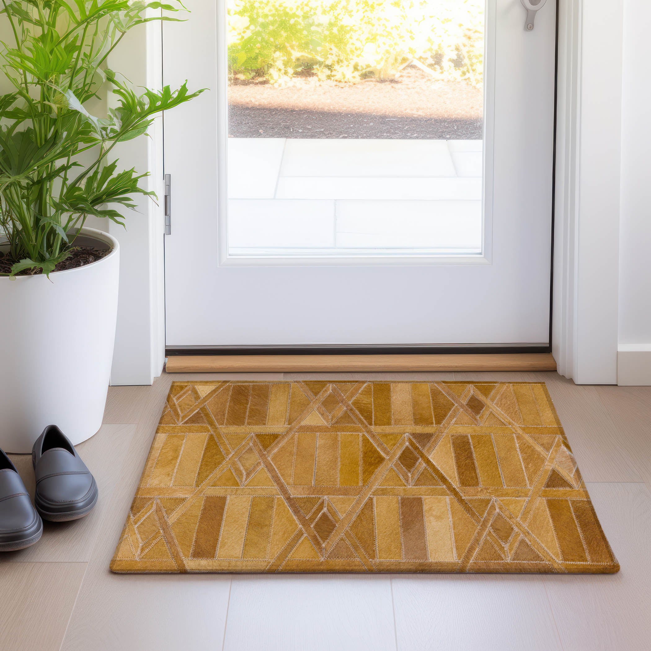 Siena Machine Washable Cowhide Brown Browns Rug 1'8" x 2'6" #shape_Rectangle