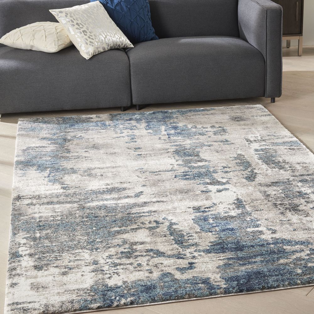 American Manor AMR04 Ivory Blue Rug #color_ivory blue