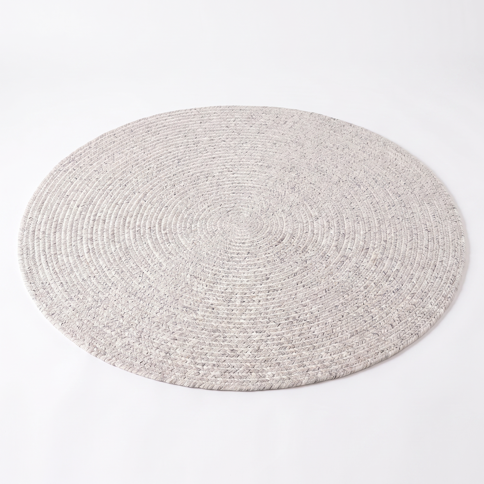 Angier Braided Indoor/Outdoor Rug - Ivory / Gray Round 3' Round #shape_Round
