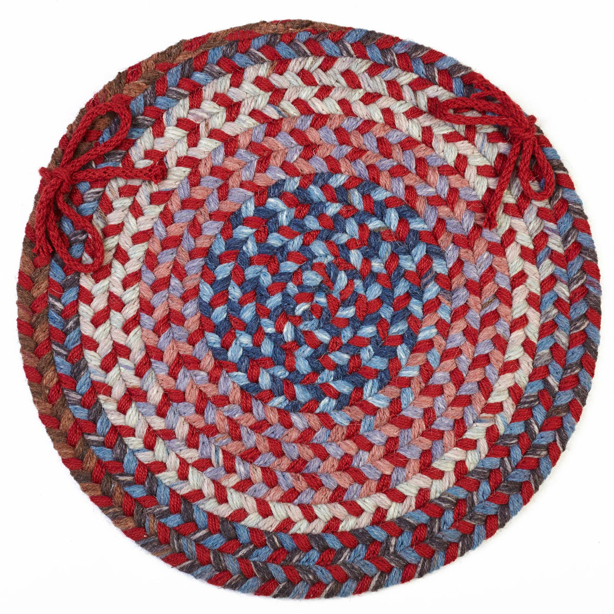 Tribeca Braided Chair Pad - Red Velvet - 15 inch round with ties