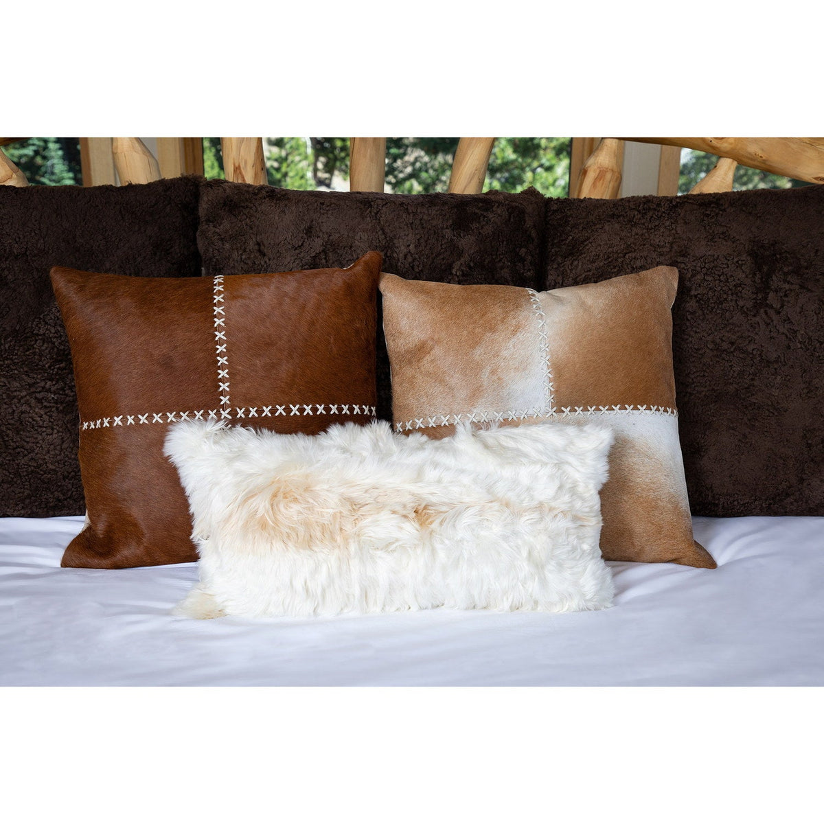 Cushion Laser Cowhide Harley Natural 50x50cm Brown 2