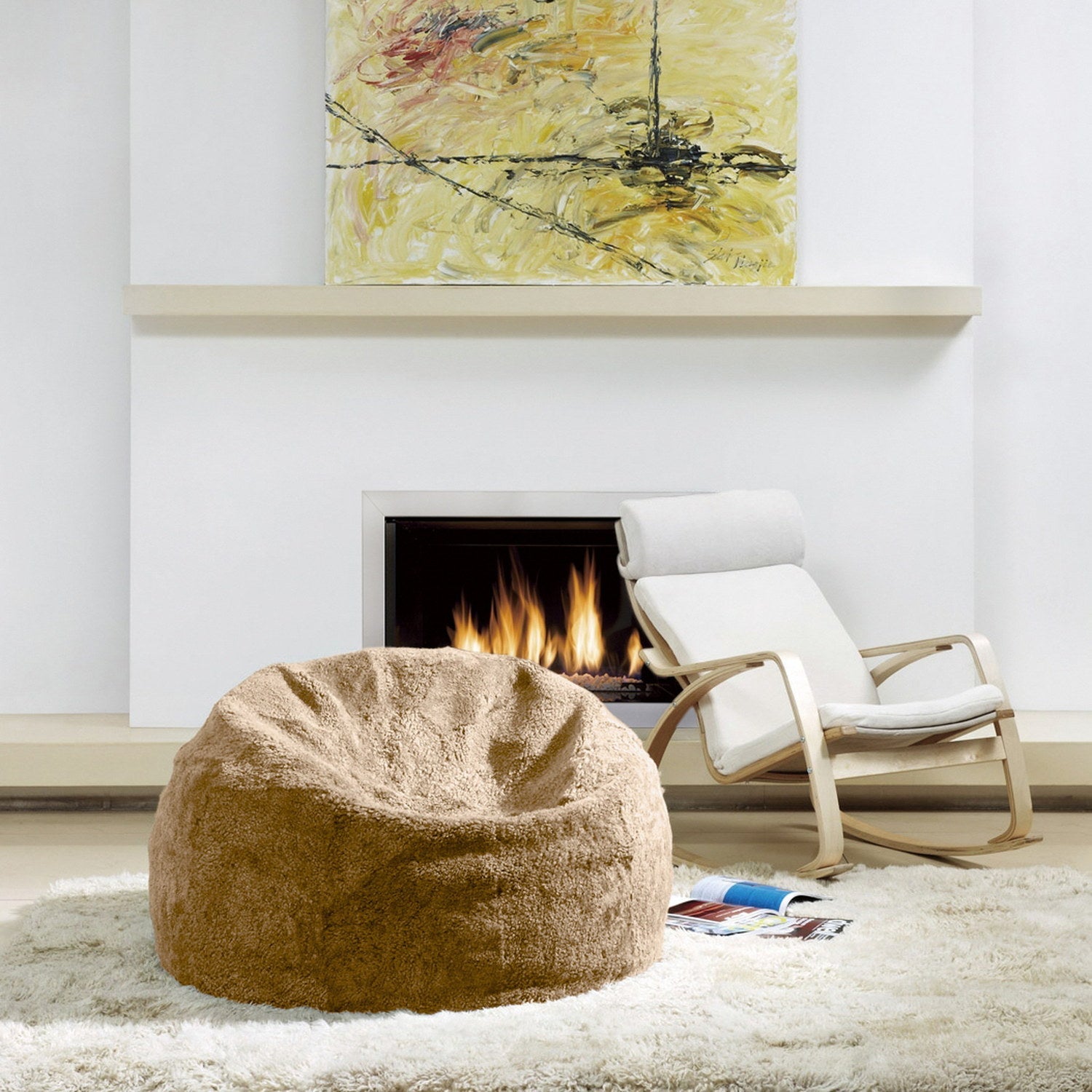 Shorn Curly Sheepskin Beanbag Butterscotch 2
