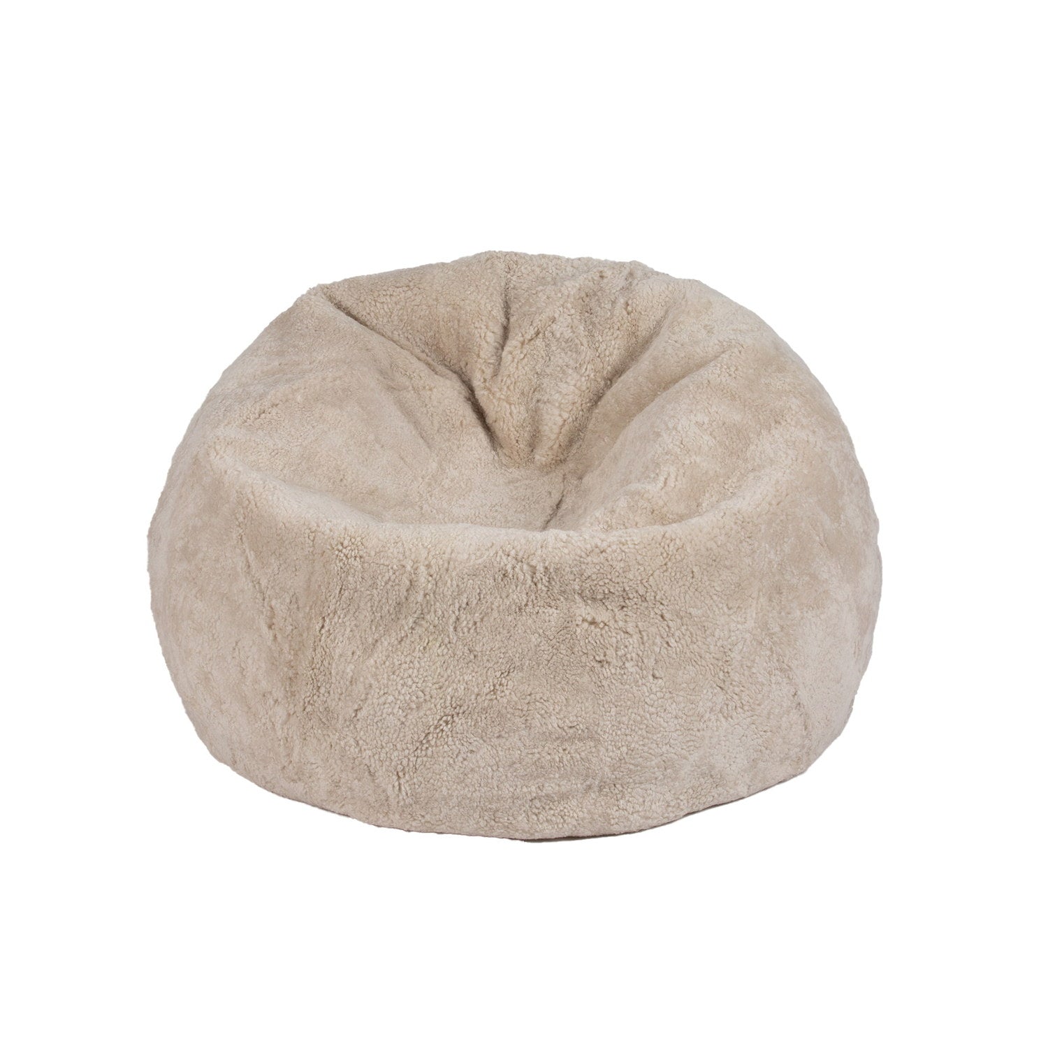 Shorn Curly Sheepskin Beanbag Oatmeal #_shape=Rectangle